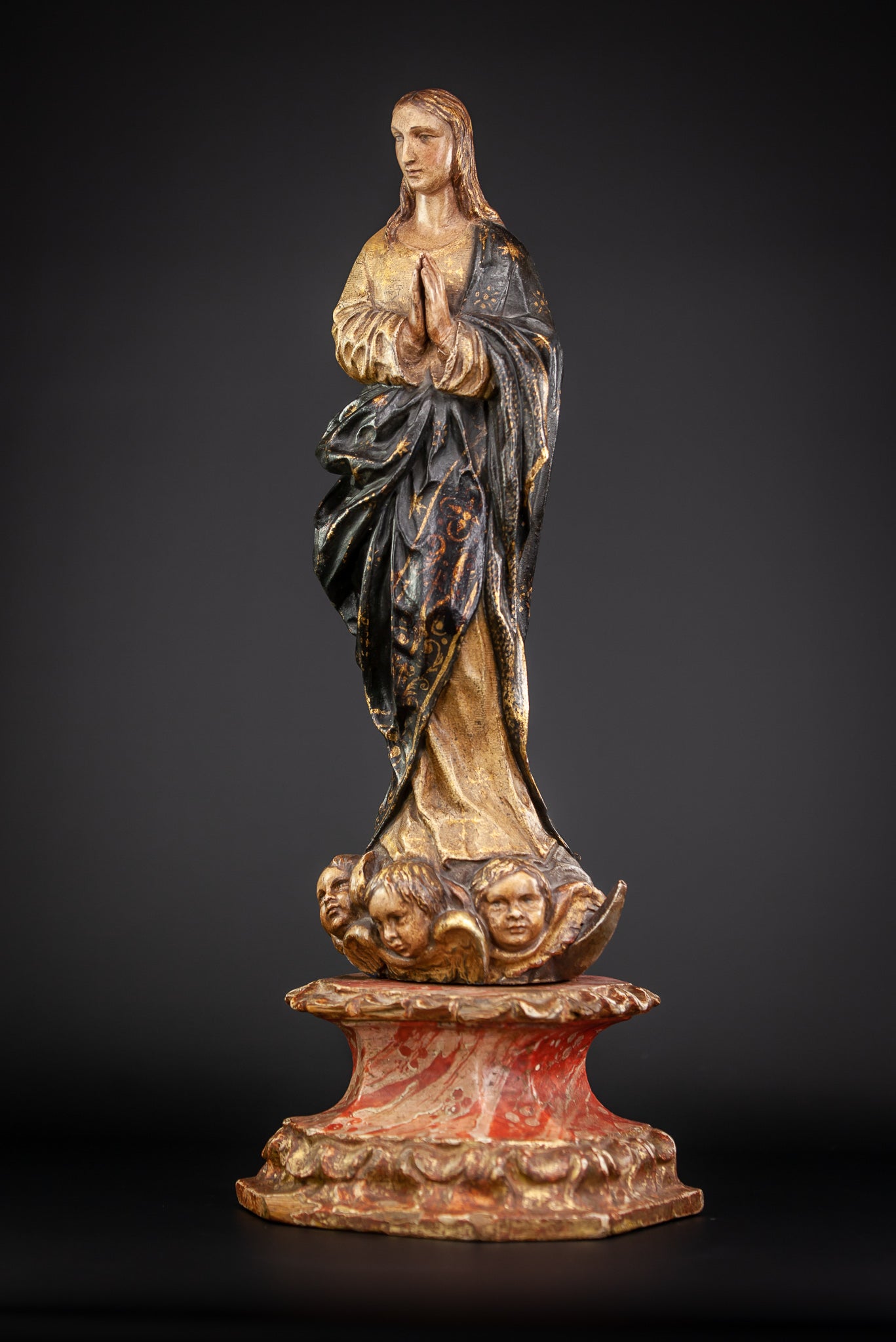 Virgin Mary Immaculate Conception 17th Century Wood 21"