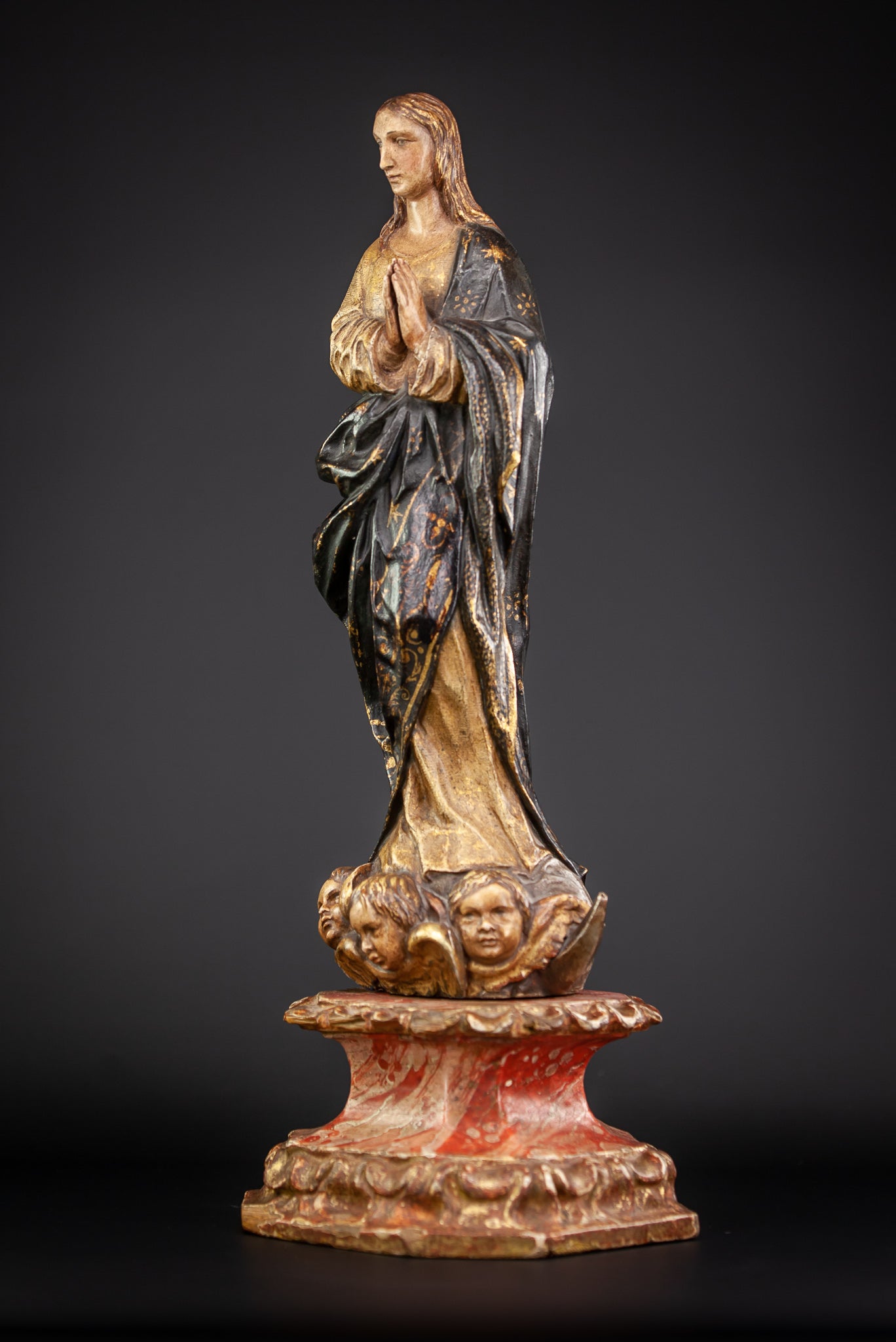 Virgin Mary Immaculate Conception 17th Century Wood 21"