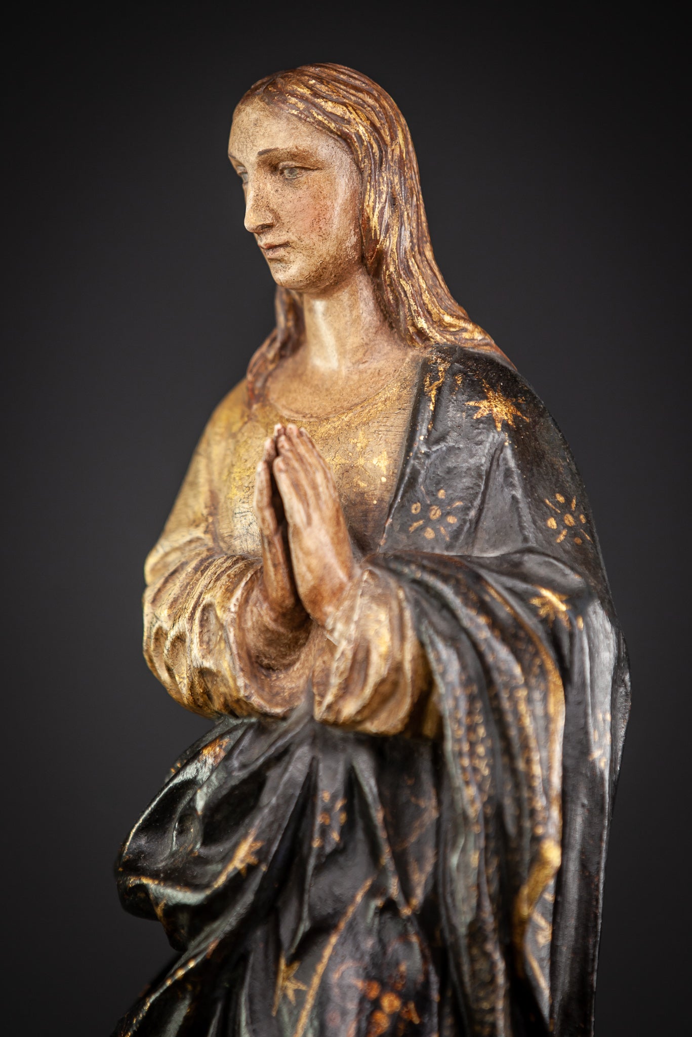 Virgin Mary Immaculate Conception 17th Century Wood 21"