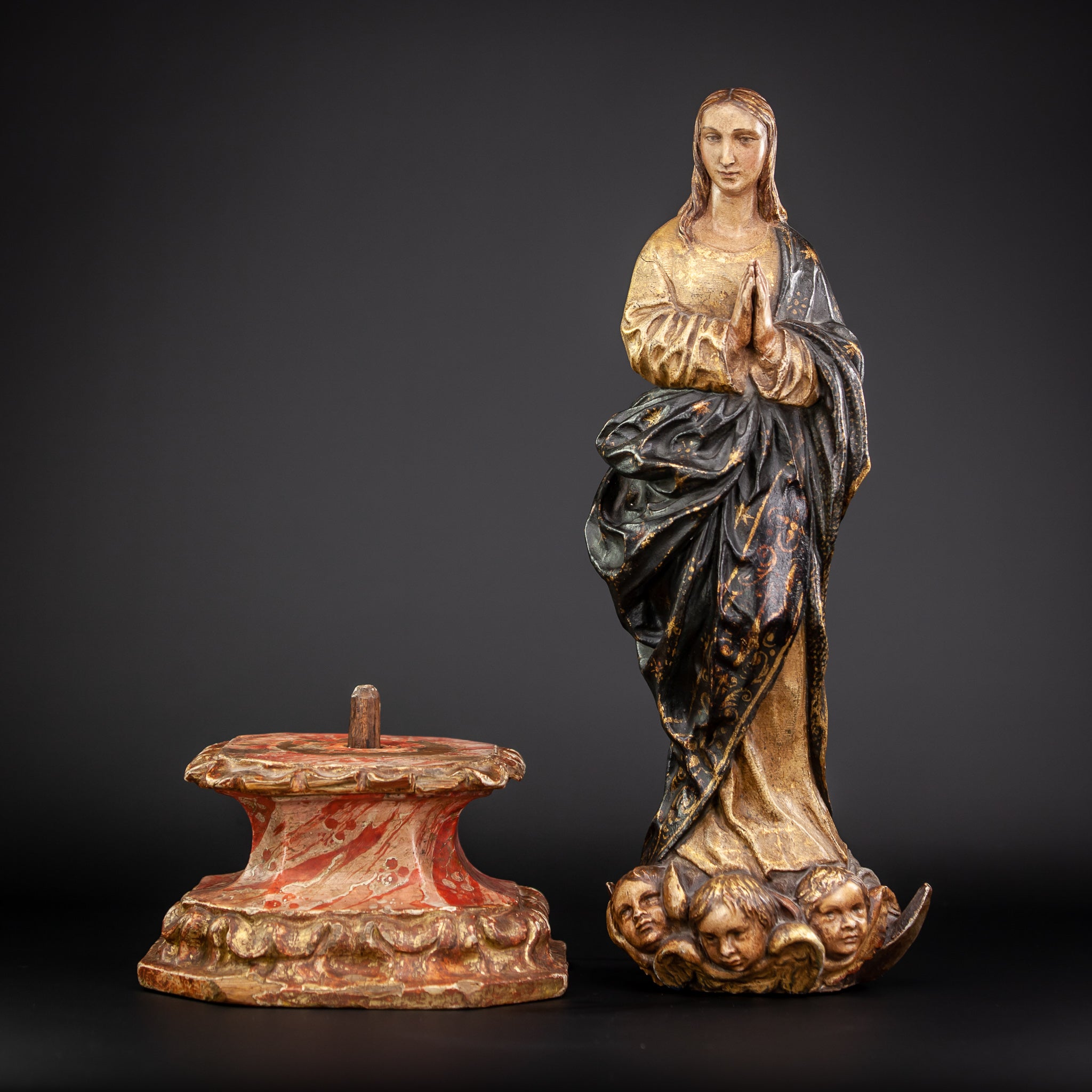 Virgin Mary Immaculate Conception 17th Century Wood 21"