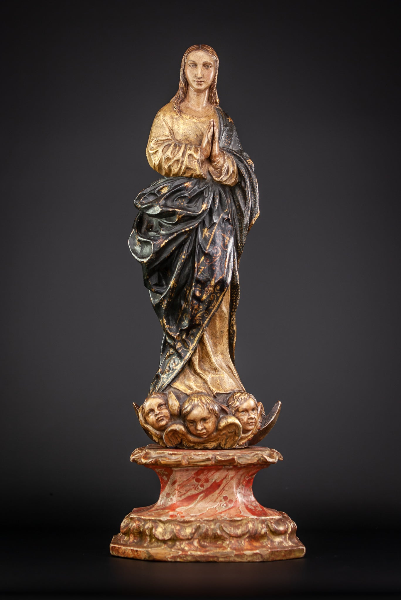 Virgin Mary Immaculate Conception 17th Century Wood 21"