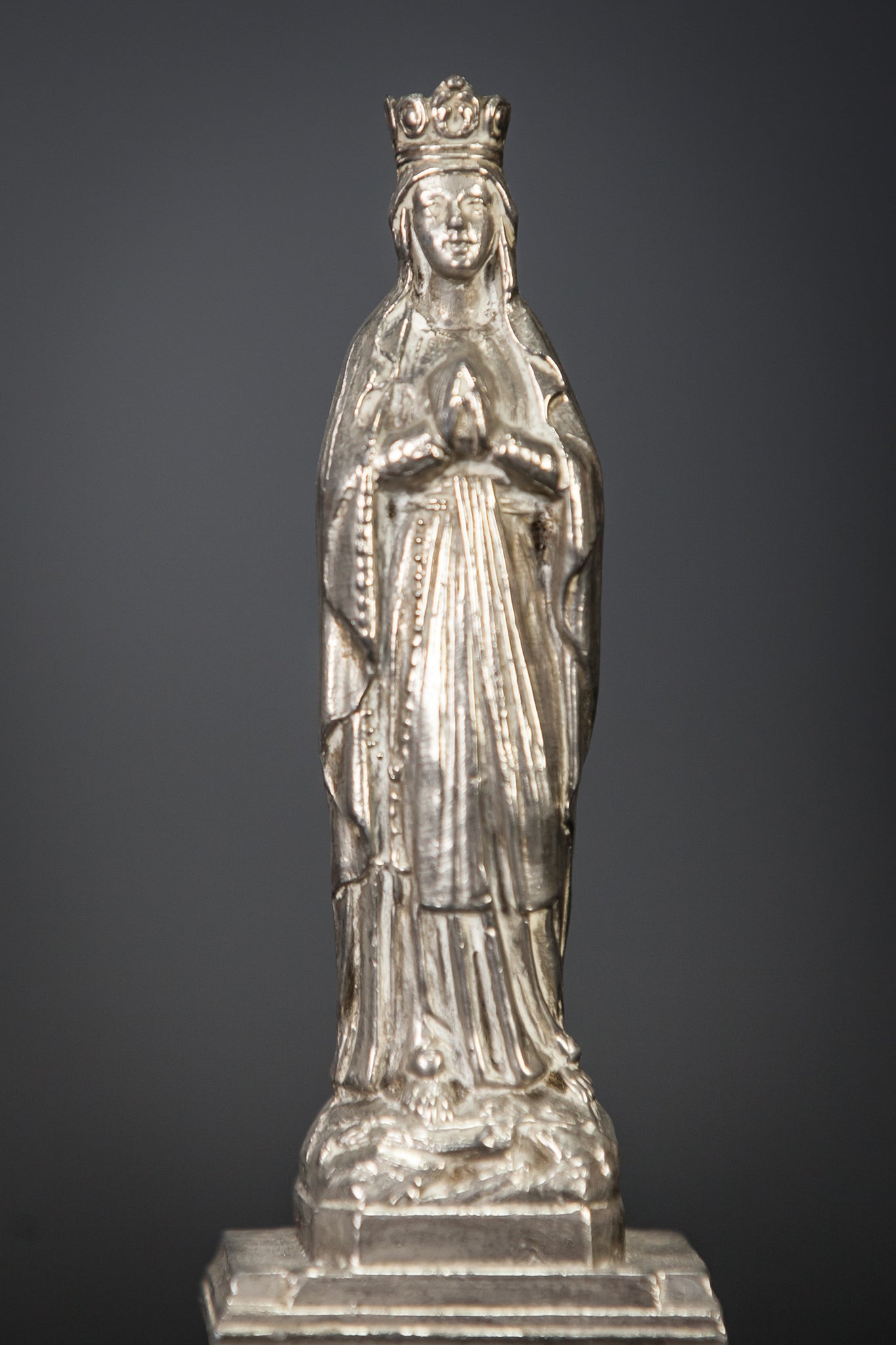 Our Lady of Lourdes Silvered Figurine