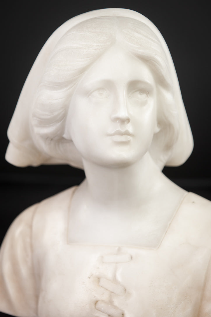 Joan of Arc Alabaster Marble Carved Statue 22"