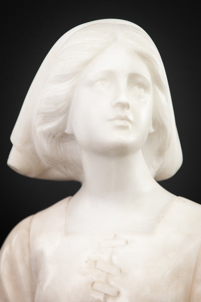 Joan of Arc Alabaster Marble Carved Statue 22"