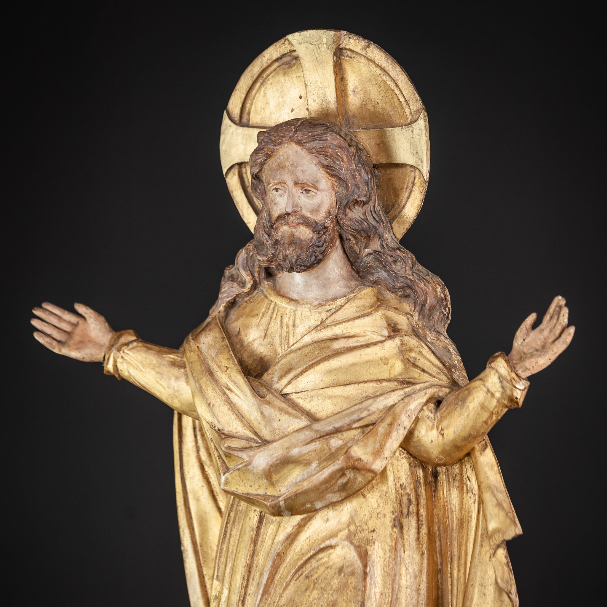 Ascension of Jesus Wood Carving 1700s Resurrection Statue 27.2"