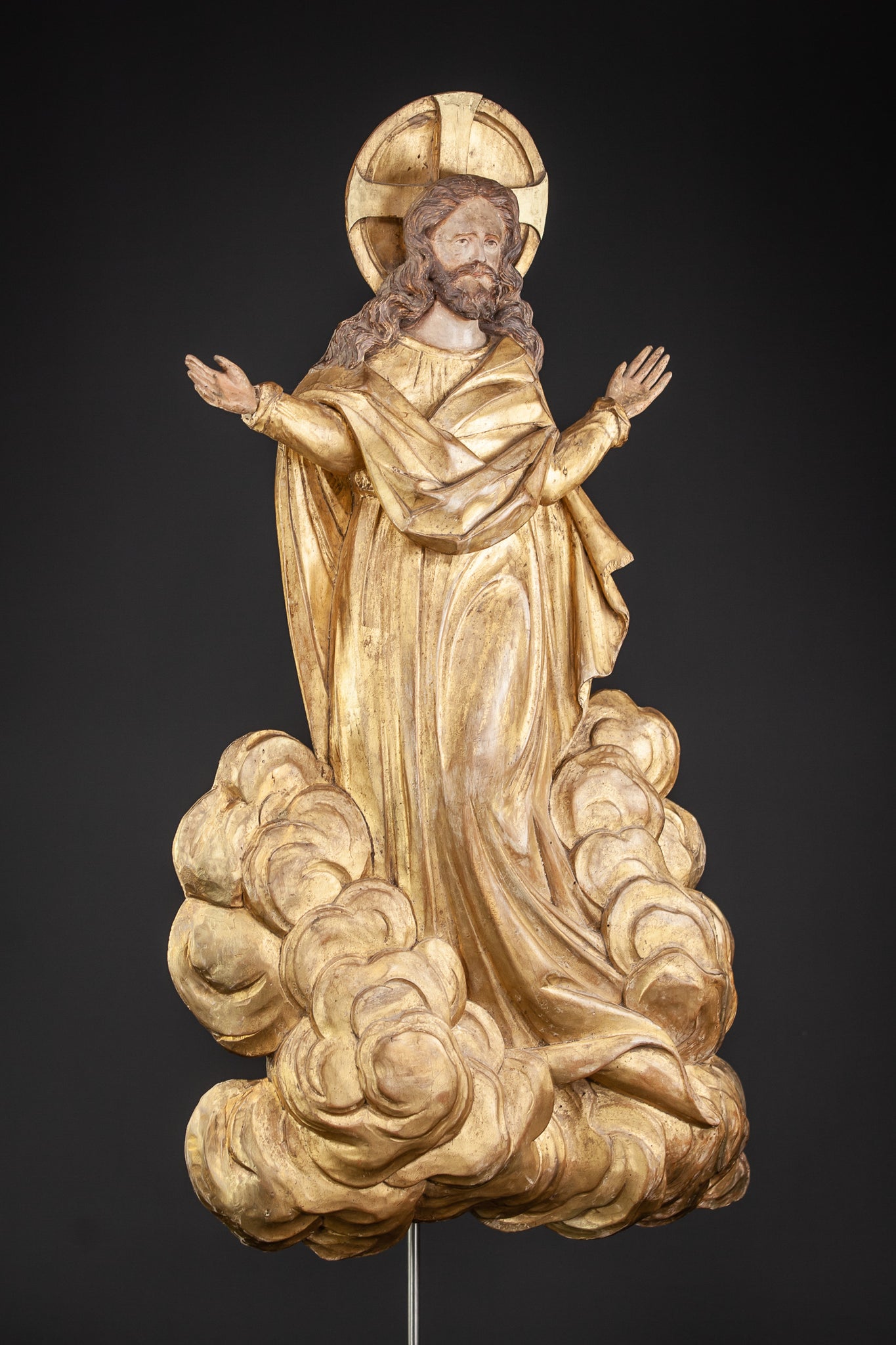 Ascension of Jesus Wood Carving 1700s Resurrection Statue 27.2"