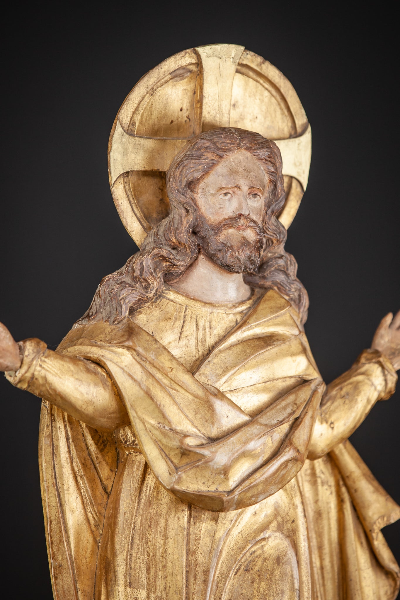 Ascension of Jesus Wood Carving 1700s Resurrection Statue 27.2"