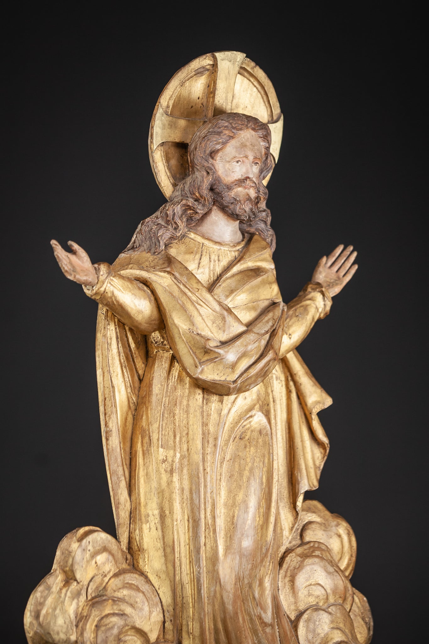 Ascension of Jesus Wood Carving 1700s Resurrection Statue 27.2"