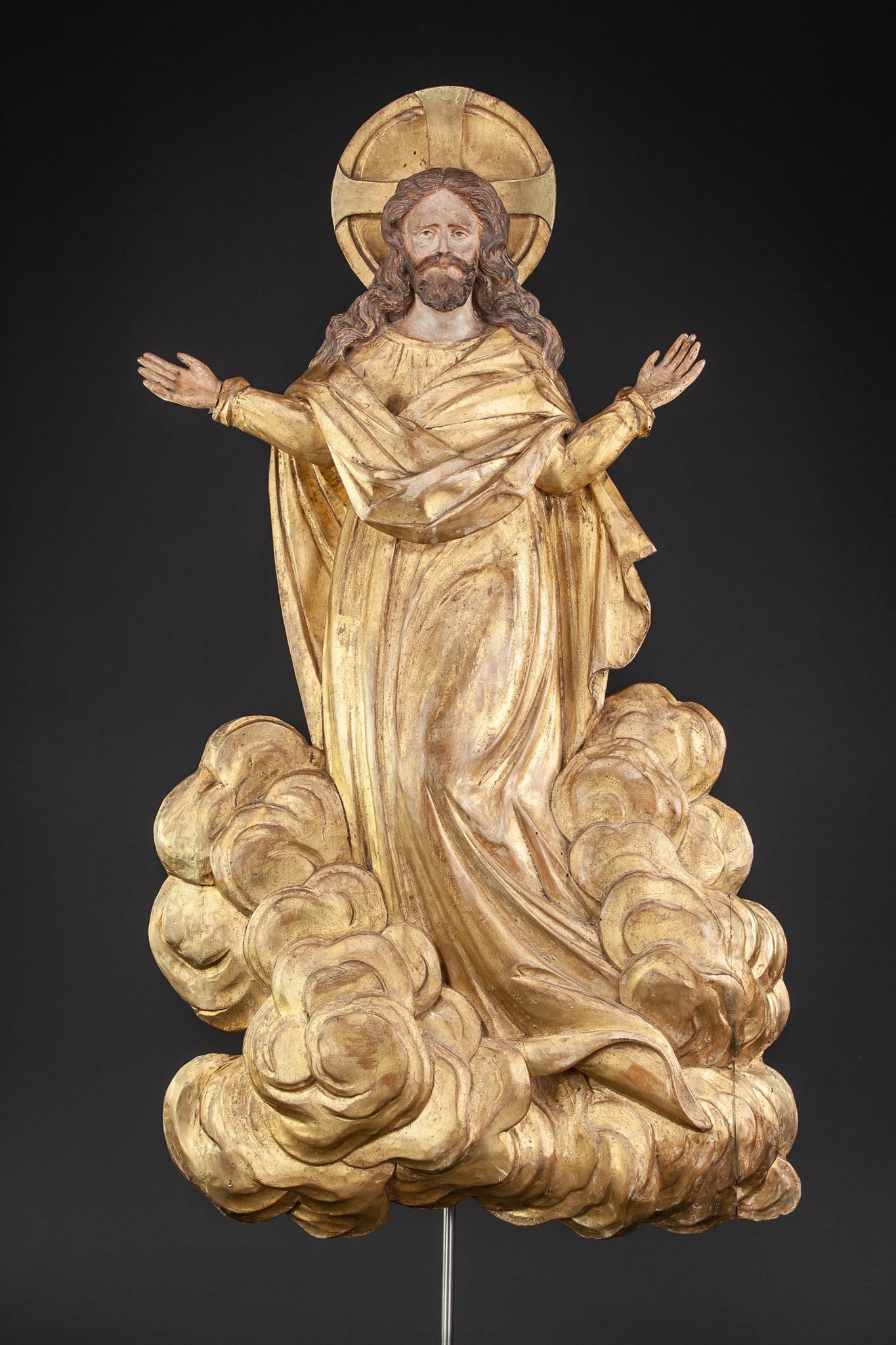 Ascension of Jesus Wood Carving 1700s Resurrection Statue 27.2"