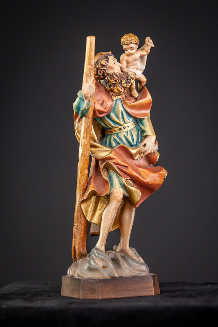 St Christopher Child Jesus Wooden Statue 8.5”