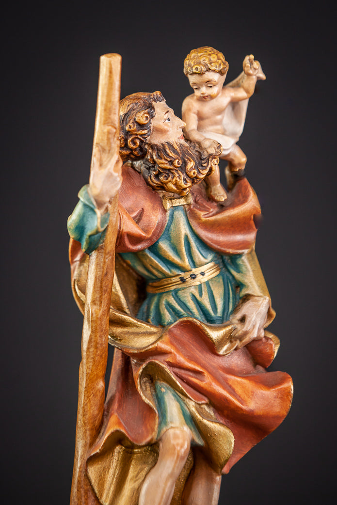 St Christopher Child Jesus Wooden Statue 8.5”