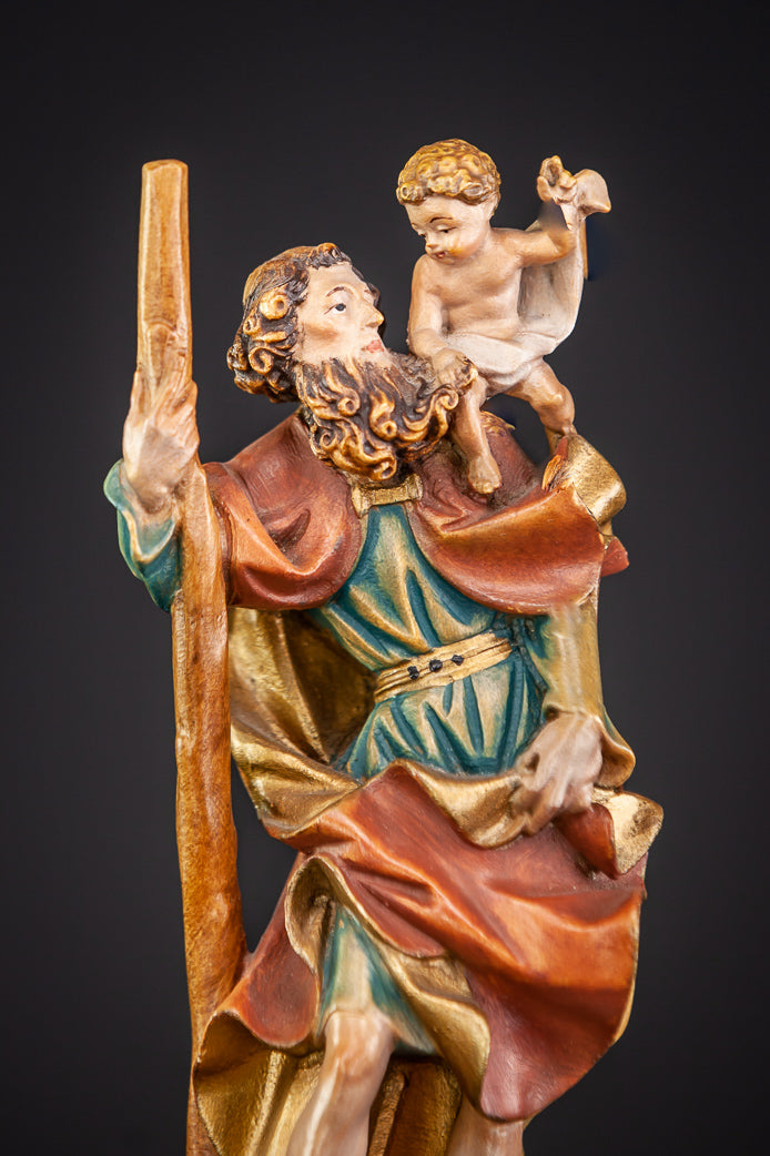 St Christopher Child Jesus Wooden Statue 8.5”