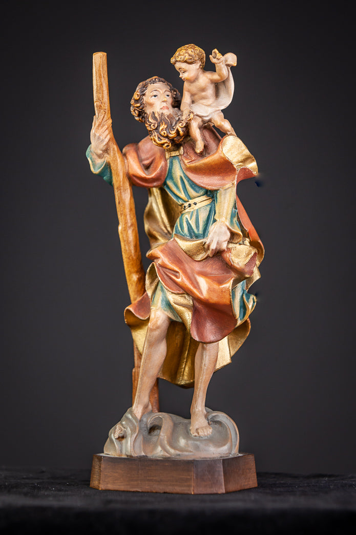 St Christopher Child Jesus Wooden Statue 8.5”