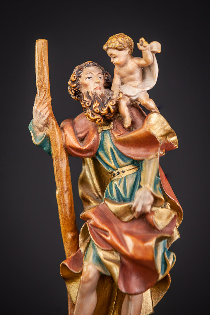 St Christopher Child Jesus Wooden Statue 8.5”