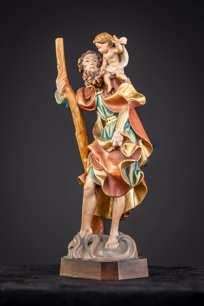 St Christopher Child Jesus Wooden Statue 8.5”