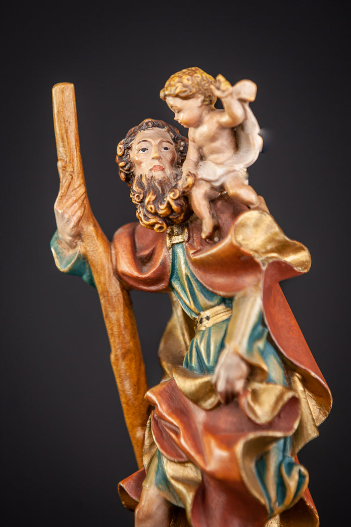 St Christopher Child Jesus Wooden Statue 8.5”