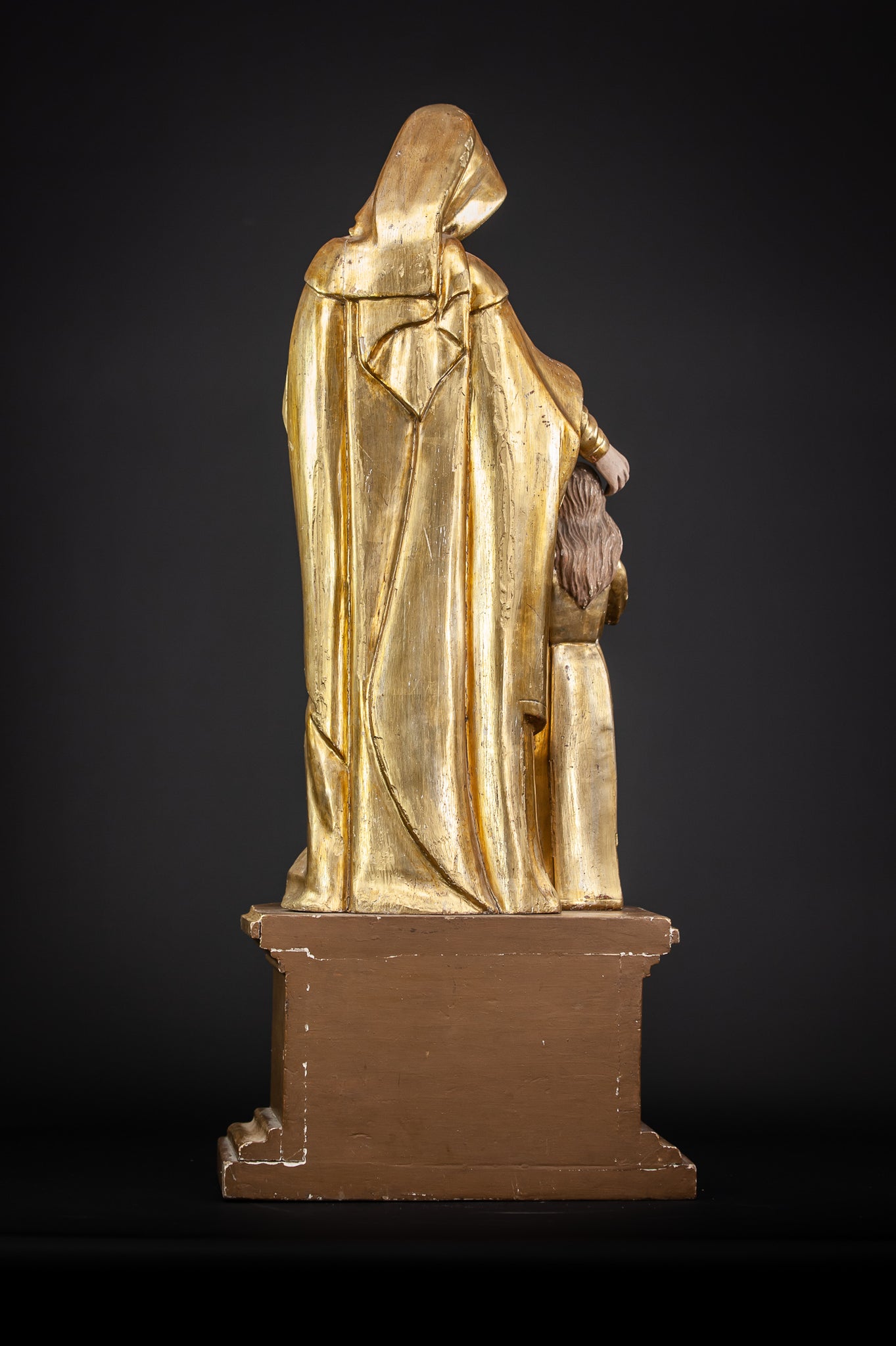 Antique St Anne with Mary Gilded Wood Sculpture 28.7”