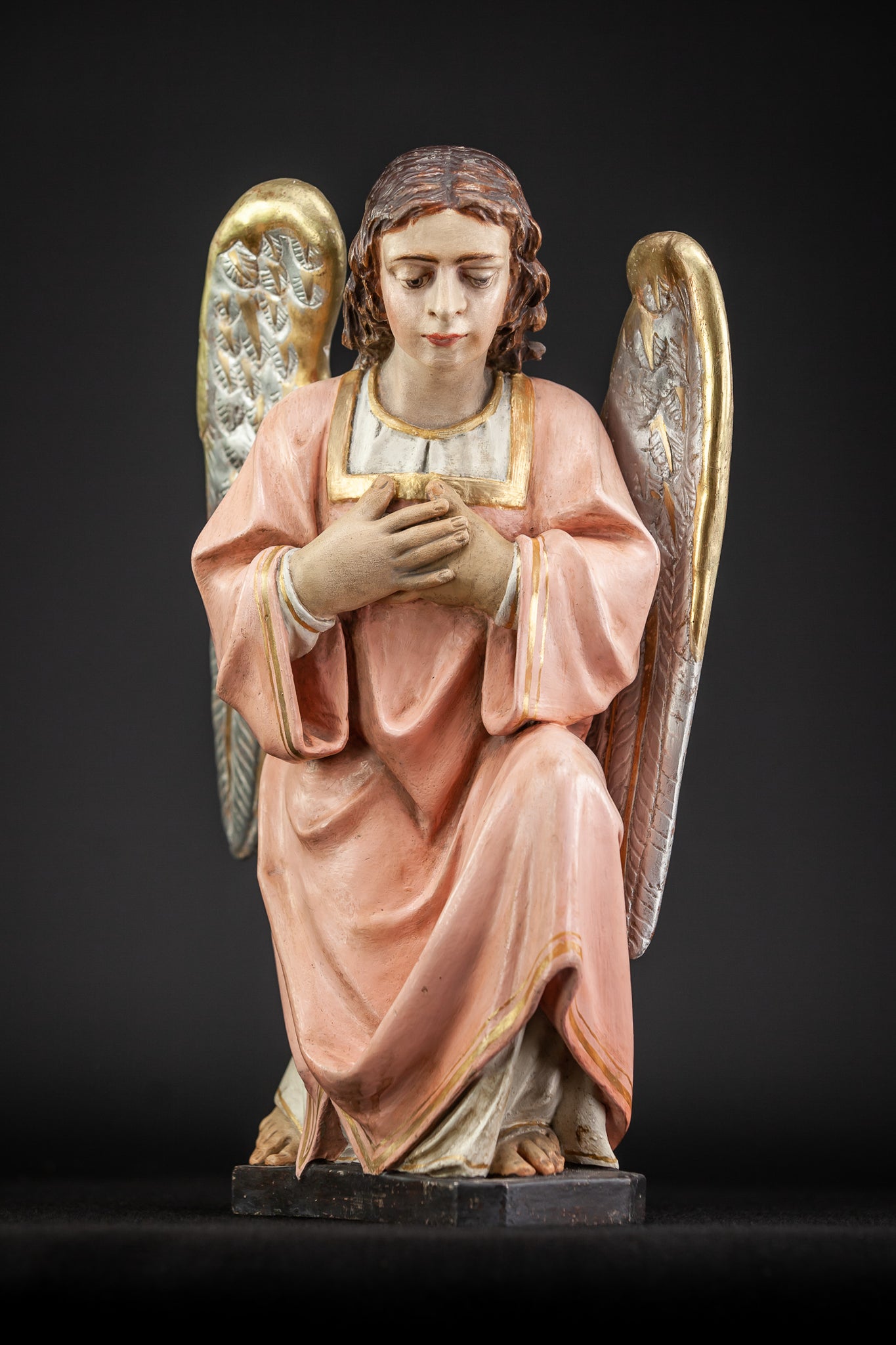 Pair of Antique Wooden Altar Angels | 18.3"