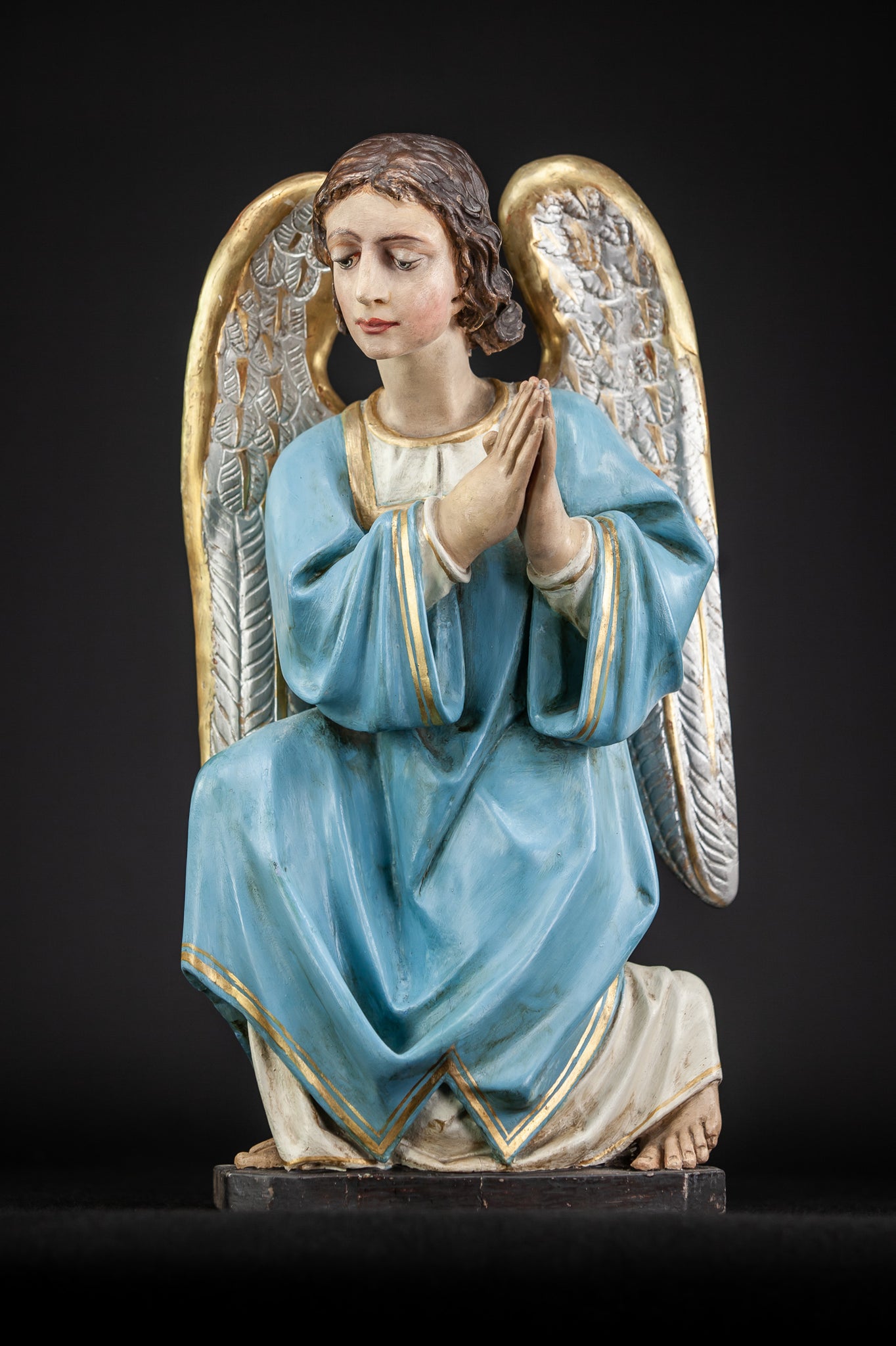 Pair of Antique Wooden Altar Angels | 18.3"