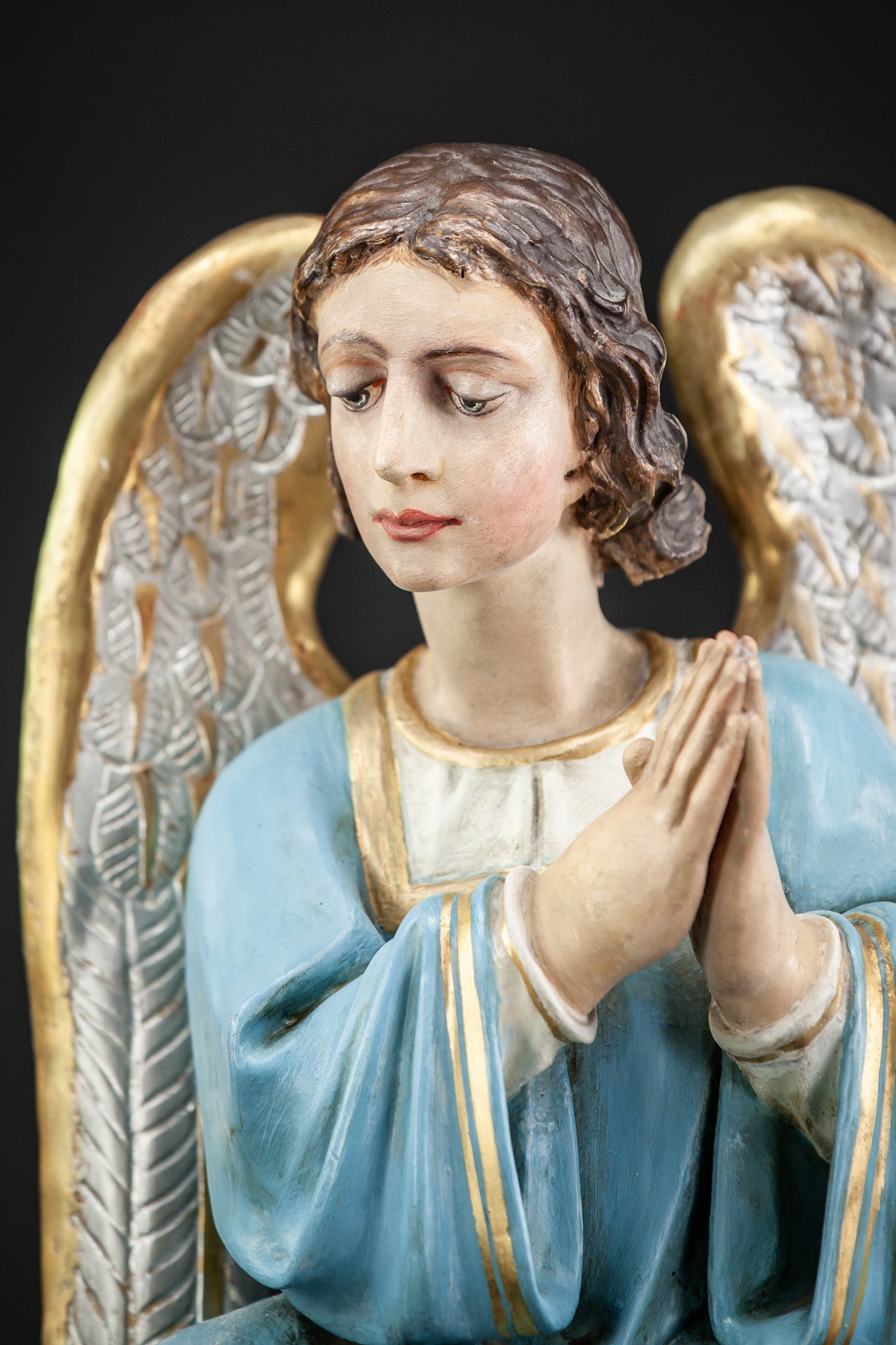 Pair of Antique Wooden Altar Angels | 18.3"