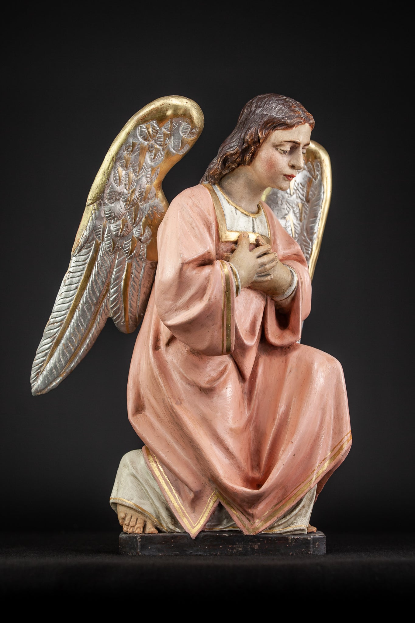 Pair of Antique Wooden Altar Angels | 18.3"