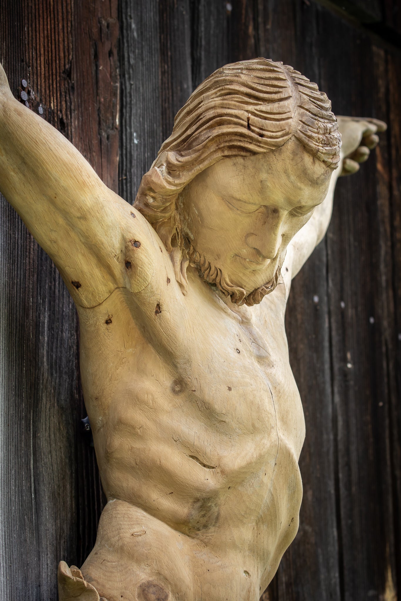 Corpus Christi Sculpture | Antique 1700s Carved Jesus 53.5"