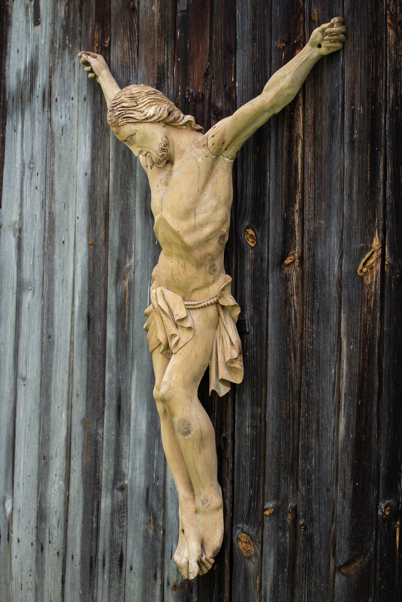 Corpus Christi Sculpture | Antique 1700s Carved Jesus 53.5"