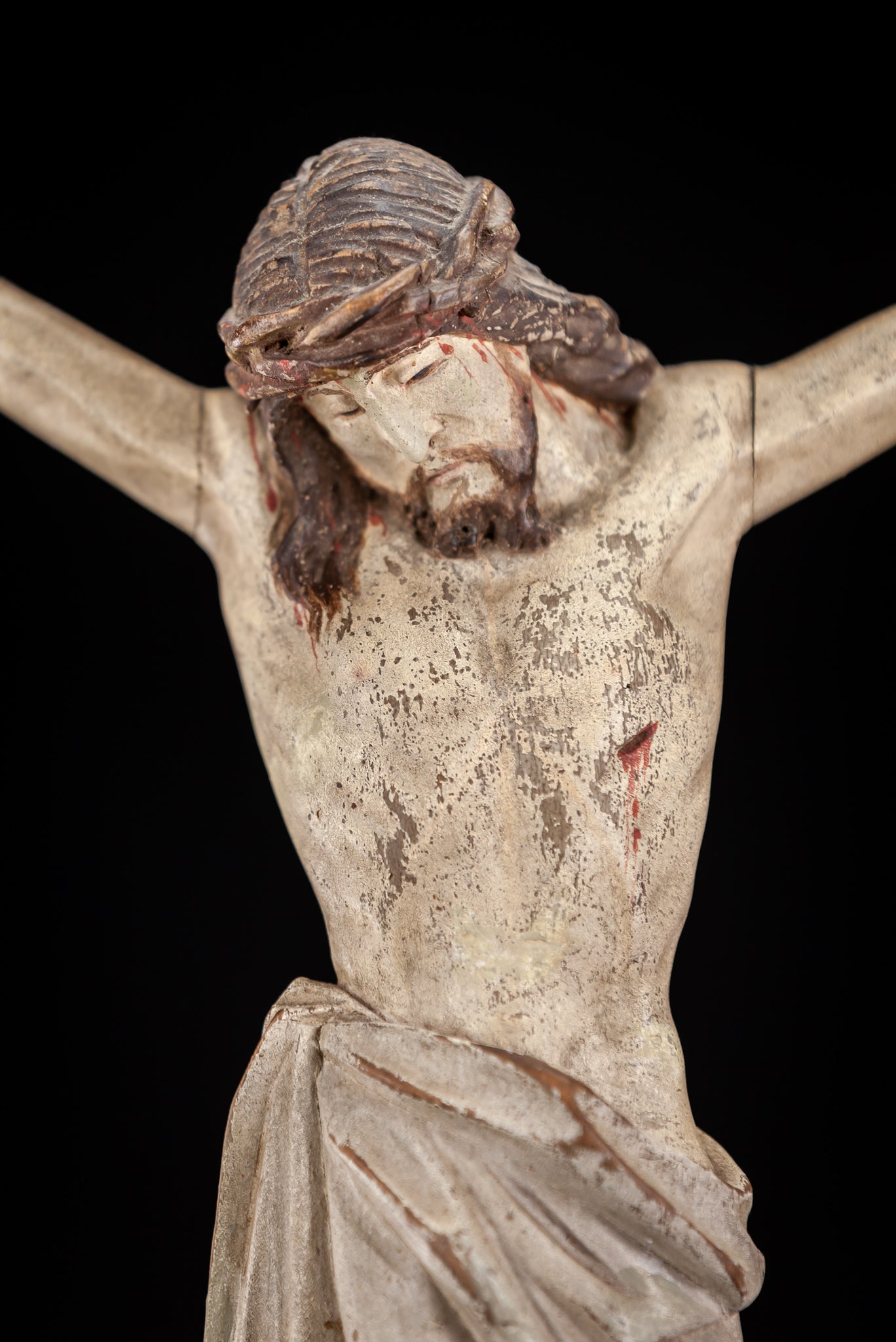 Corpus Christi Sculpture |  1800s Jesus Antique| 16.1"