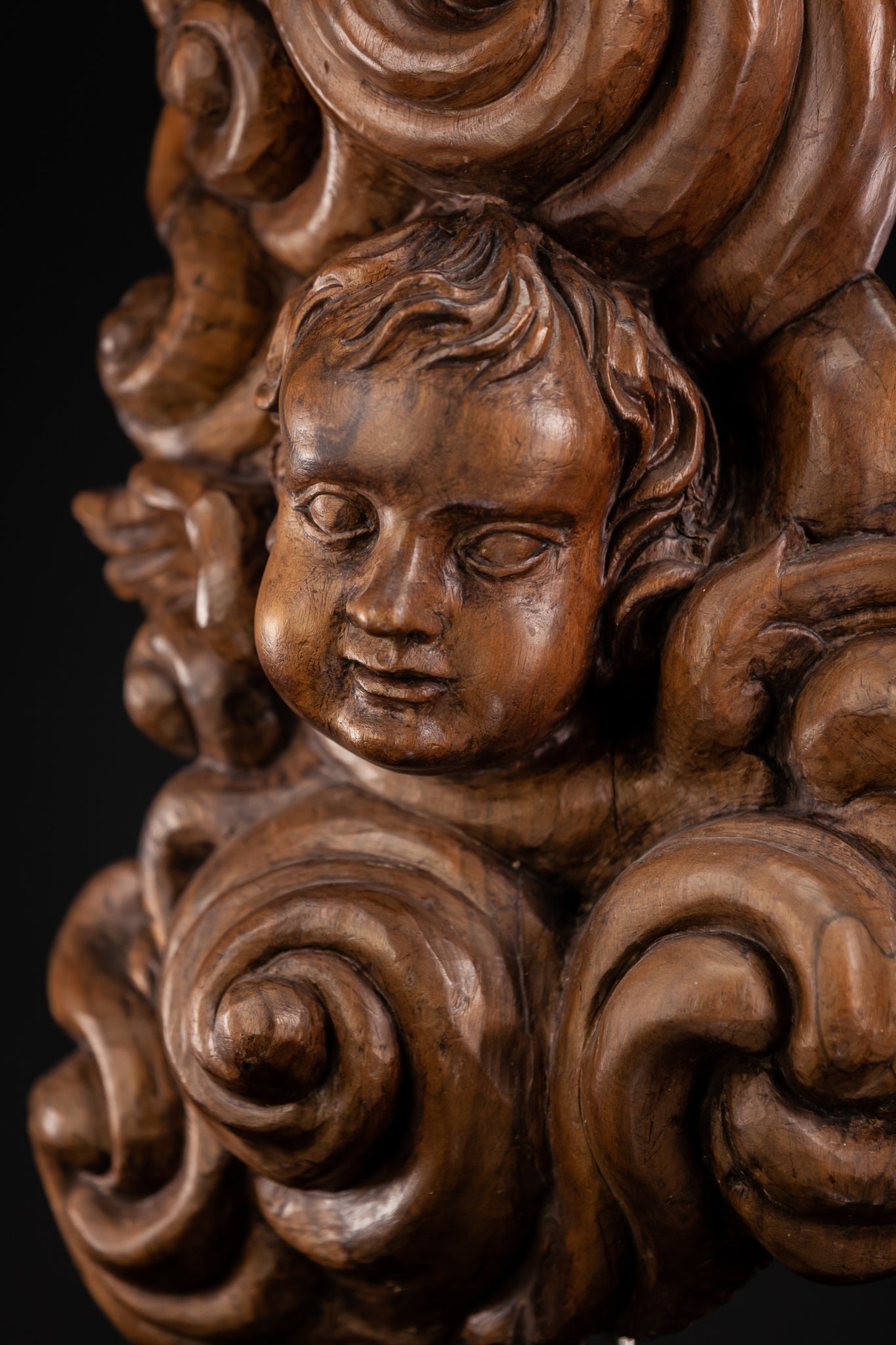 Angel Sculpture 1700s Wooden Figure 31''