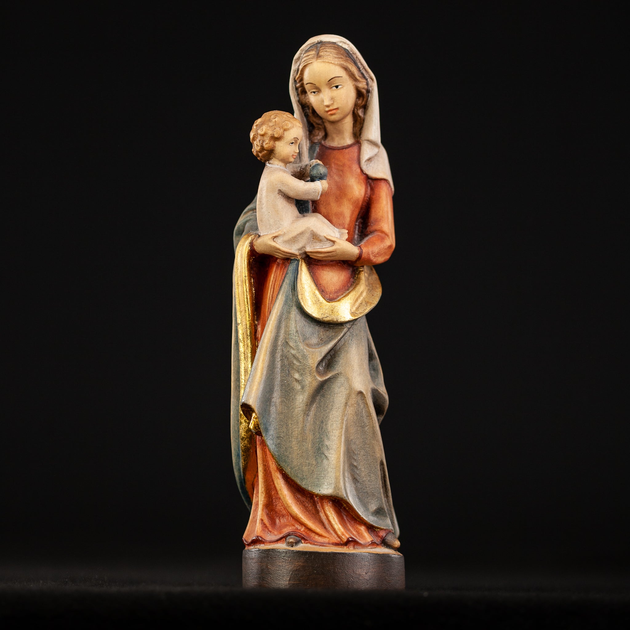 Virgin Mary Child Jesus Wooden Sculpture