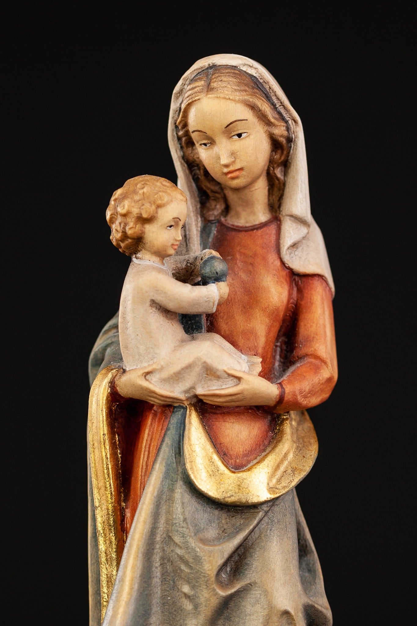 Virgin Mary Child Jesus Wooden Sculpture