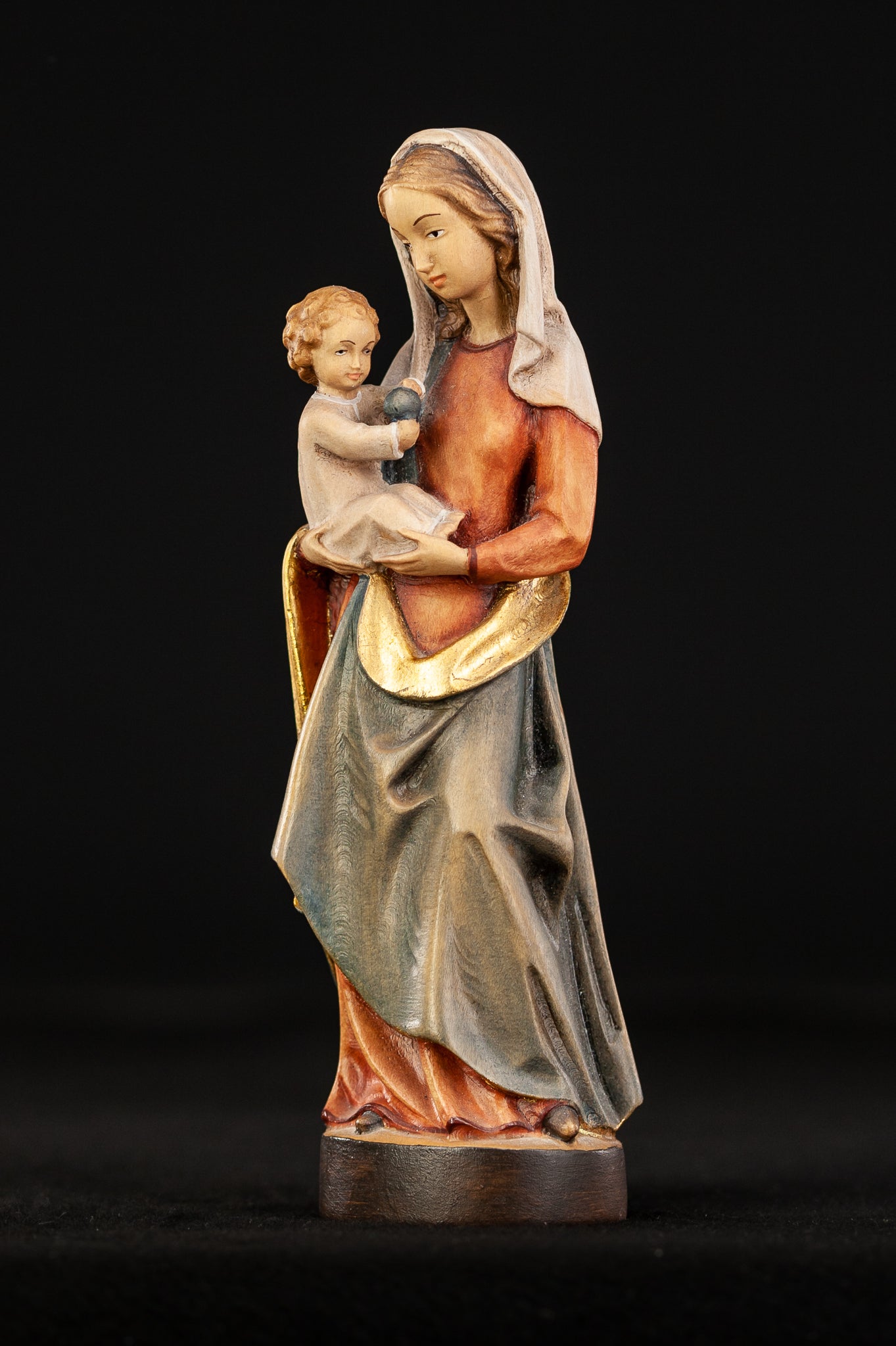 Virgin Mary Child Jesus Wooden Sculpture