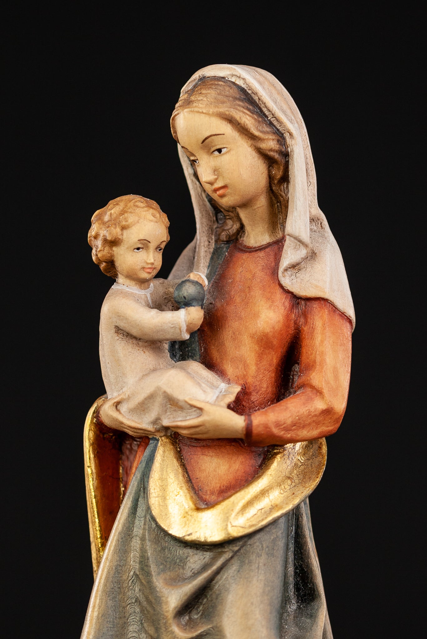 Virgin Mary Child Jesus Wooden Sculpture