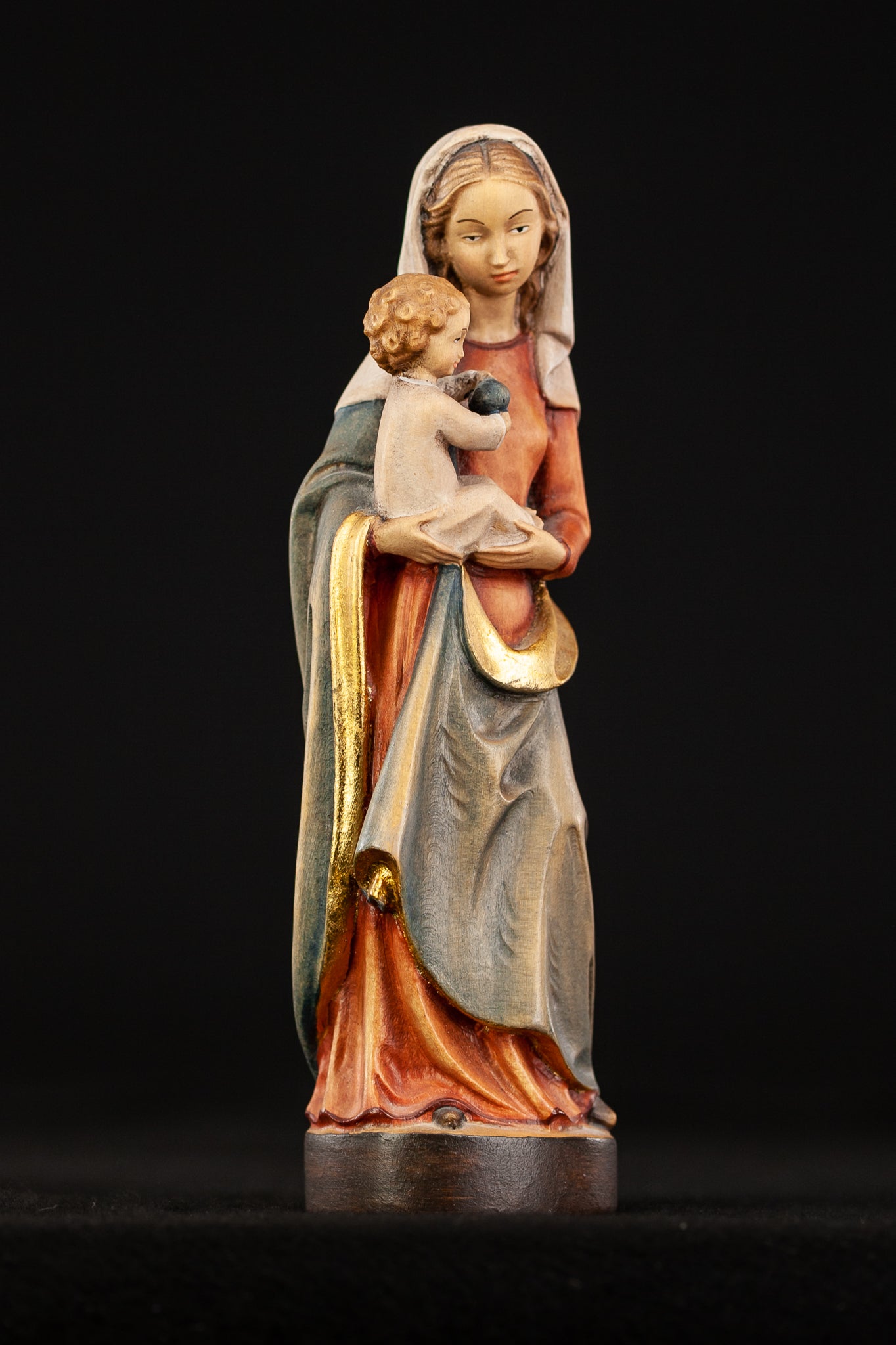 Virgin Mary Child Jesus Wooden Sculpture