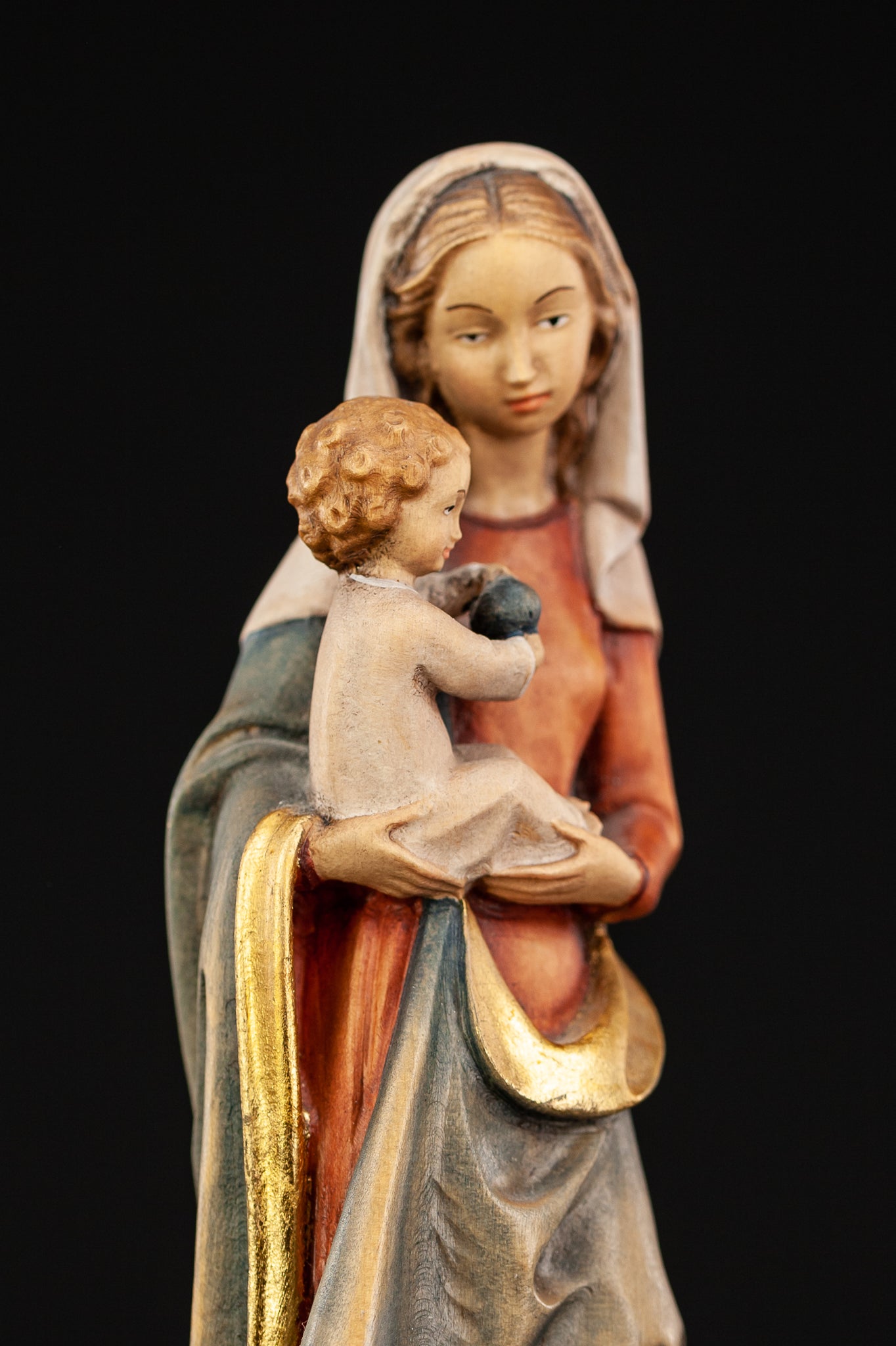 Virgin Mary Child Jesus Wooden Sculpture