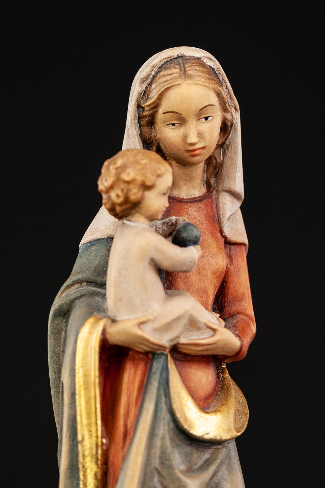 Virgin Mary Child Jesus Wooden Sculpture