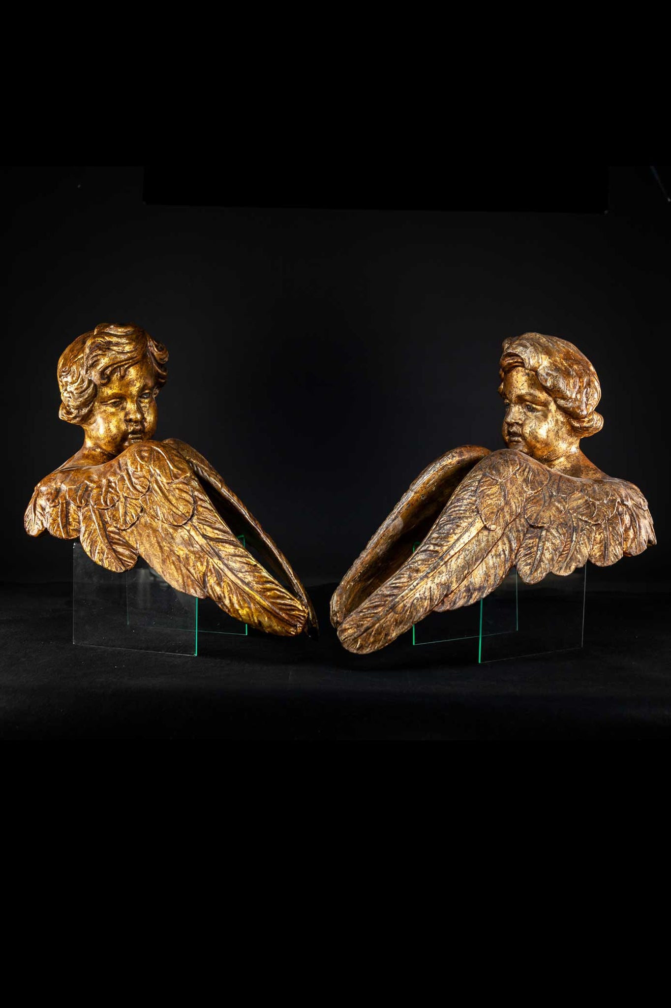 Angel Sculpture Pair | 18th Century 22.4"