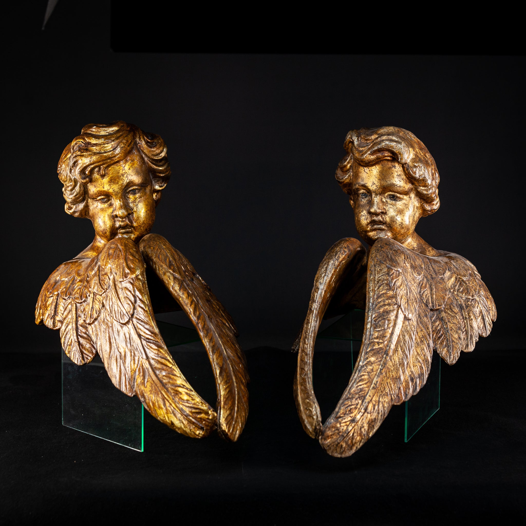 Angel Sculpture Pair | 18th Century 22.4"