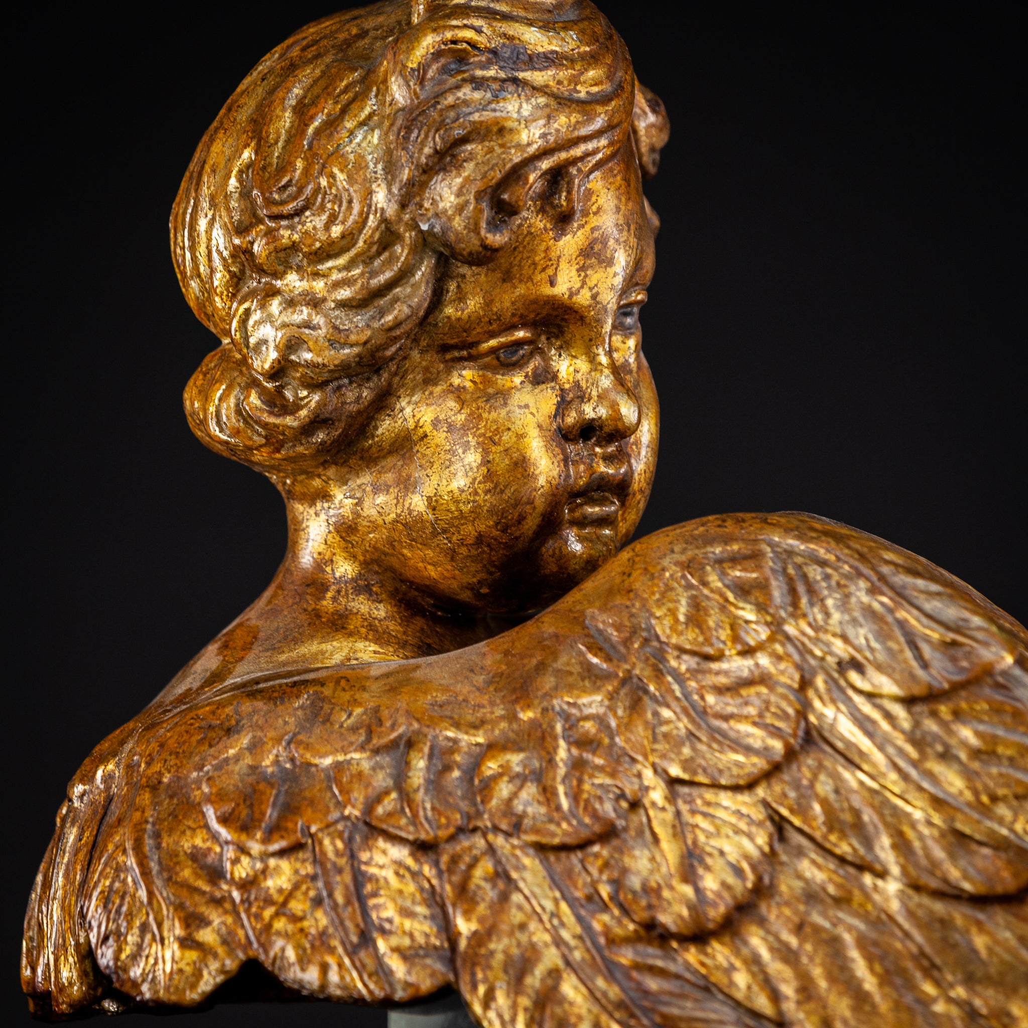 Angel Sculpture Pair | 18th Century 22.4"