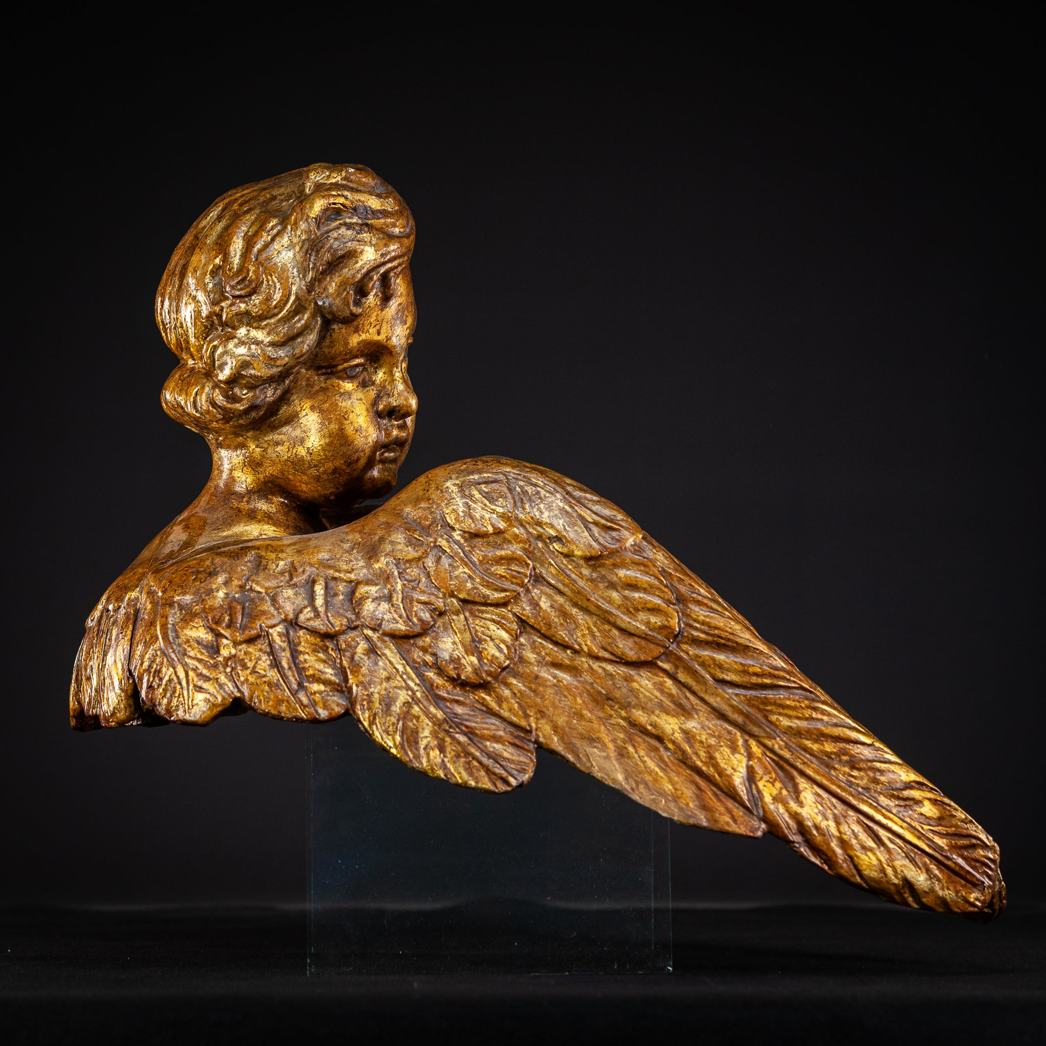 Angel Sculpture Pair | 18th Century 22.4"