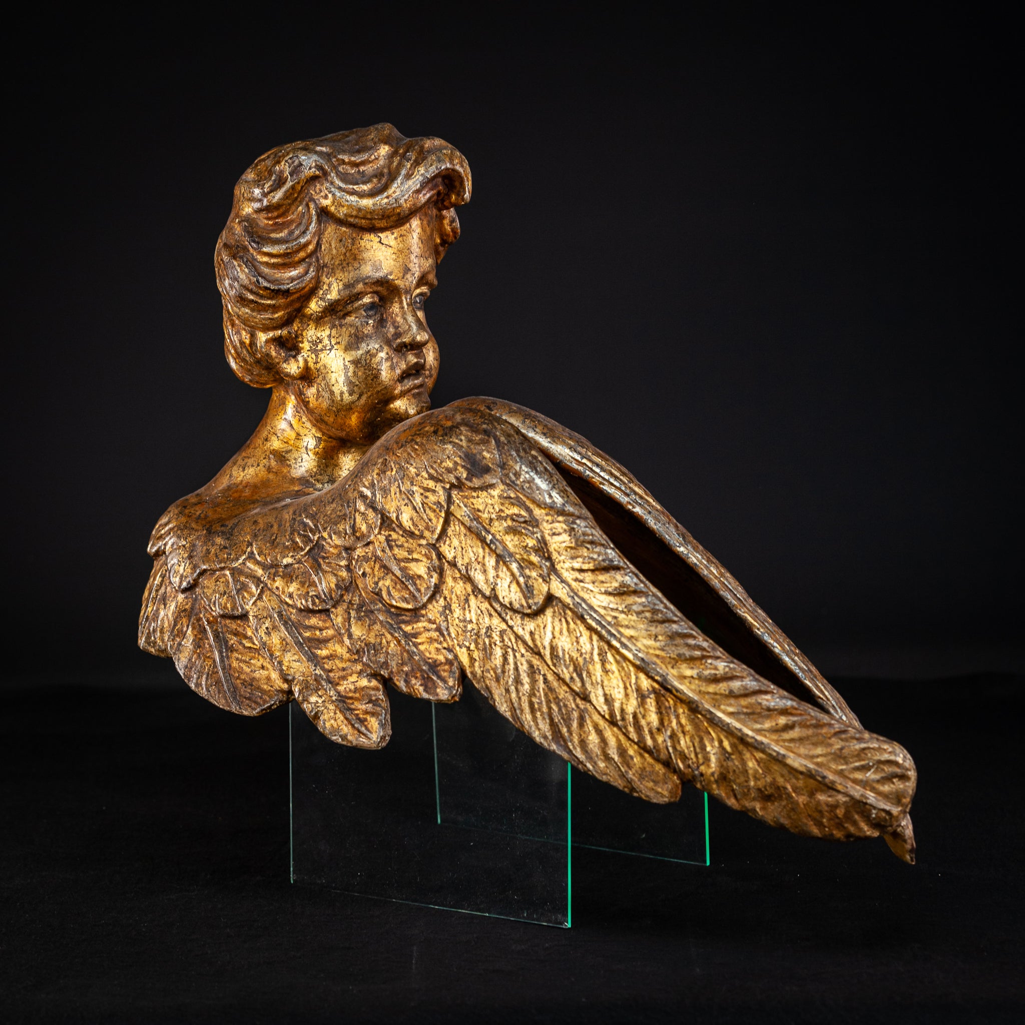 Angel Sculpture Pair | 18th Century 22.4"