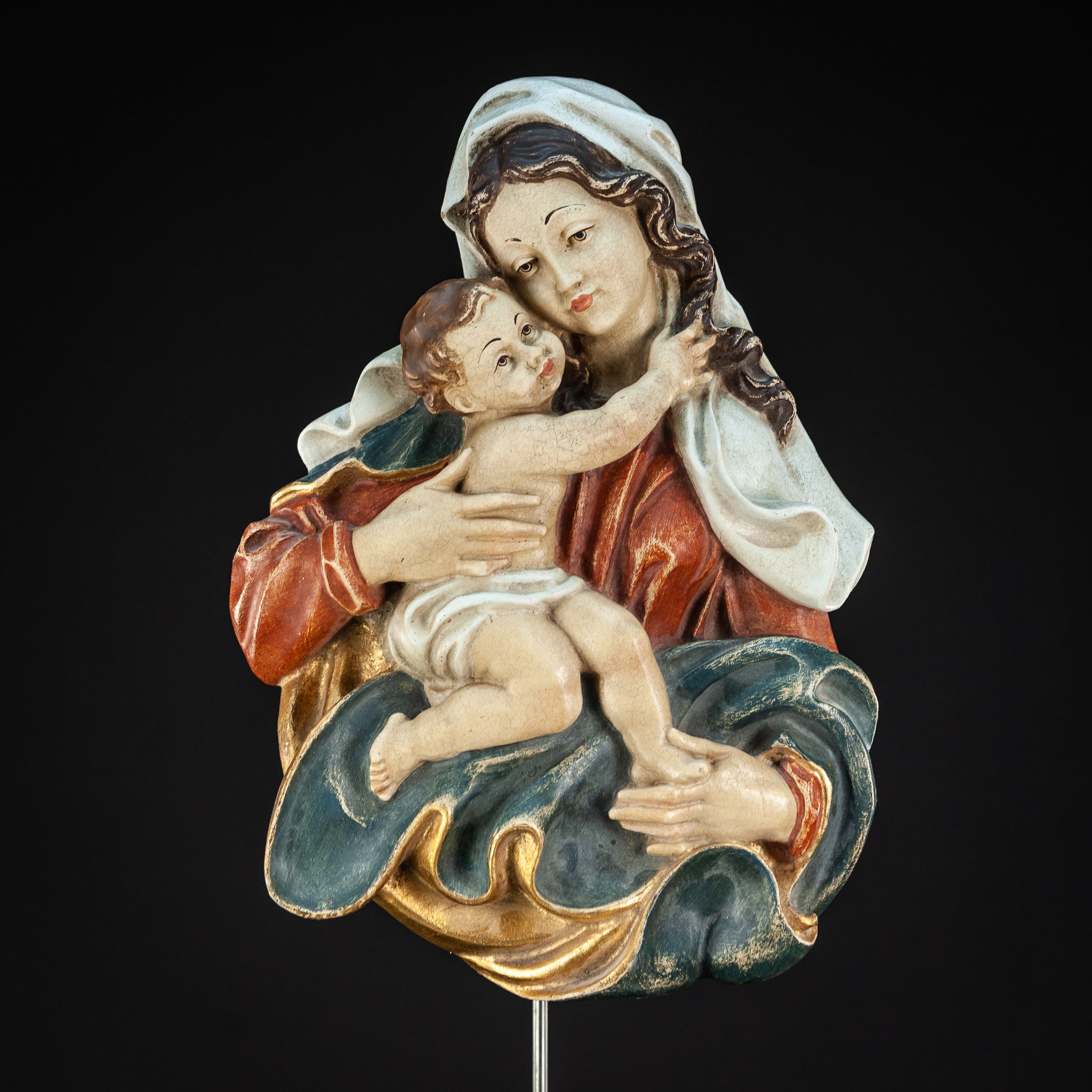 Virgin Mary w Child Jesus Wall Icon 14.6"