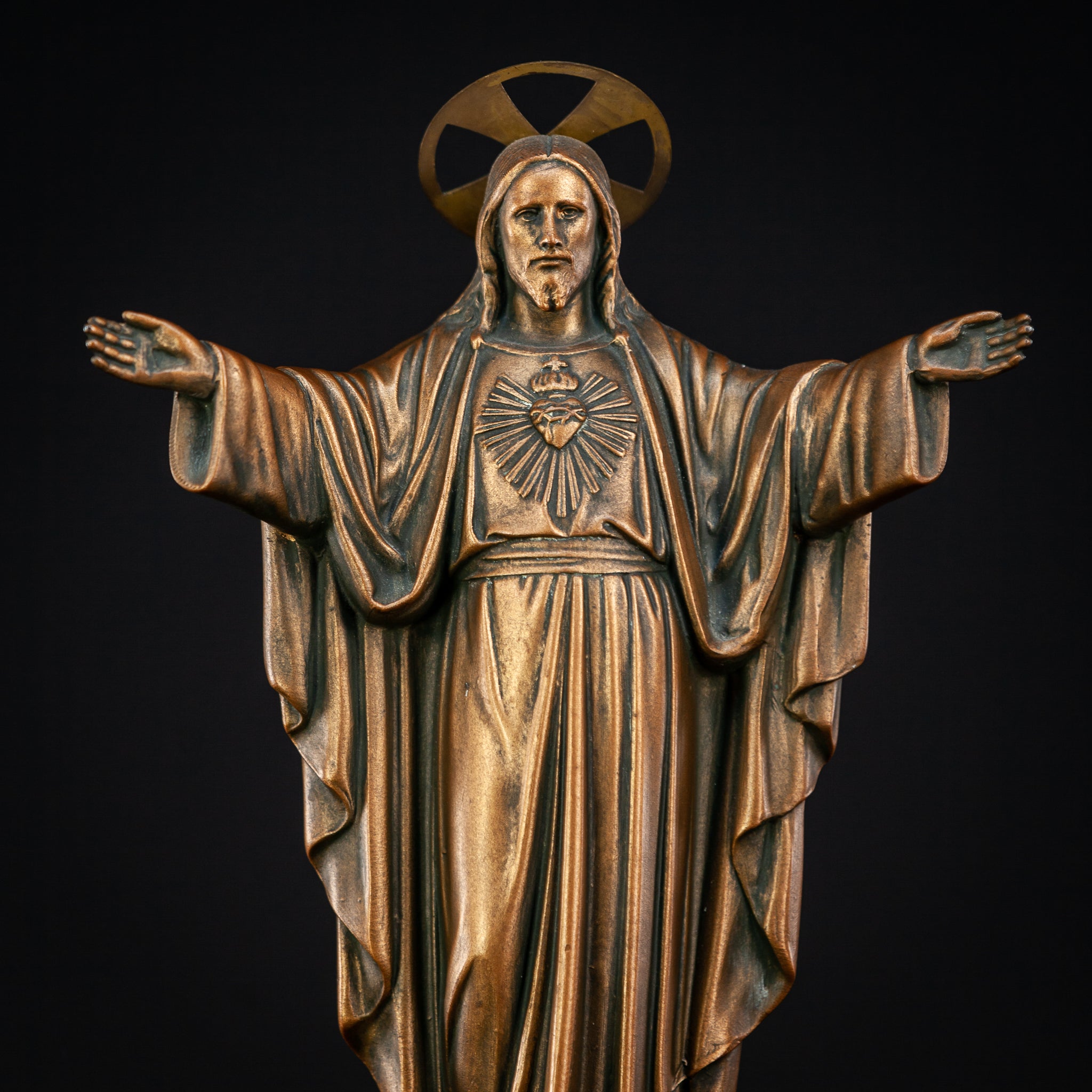 Jesus Statue | Antique Spelter & Marble | 15.7"