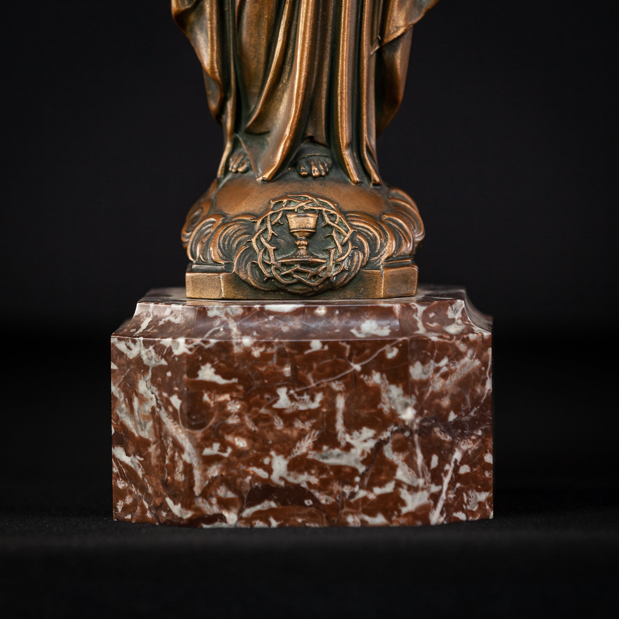 Jesus Statue | Antique Spelter & Marble | 15.7"