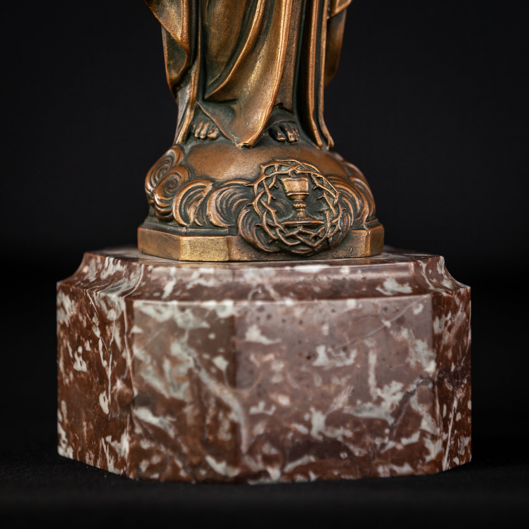 Jesus Statue | Antique Spelter & Marble | 15.7"