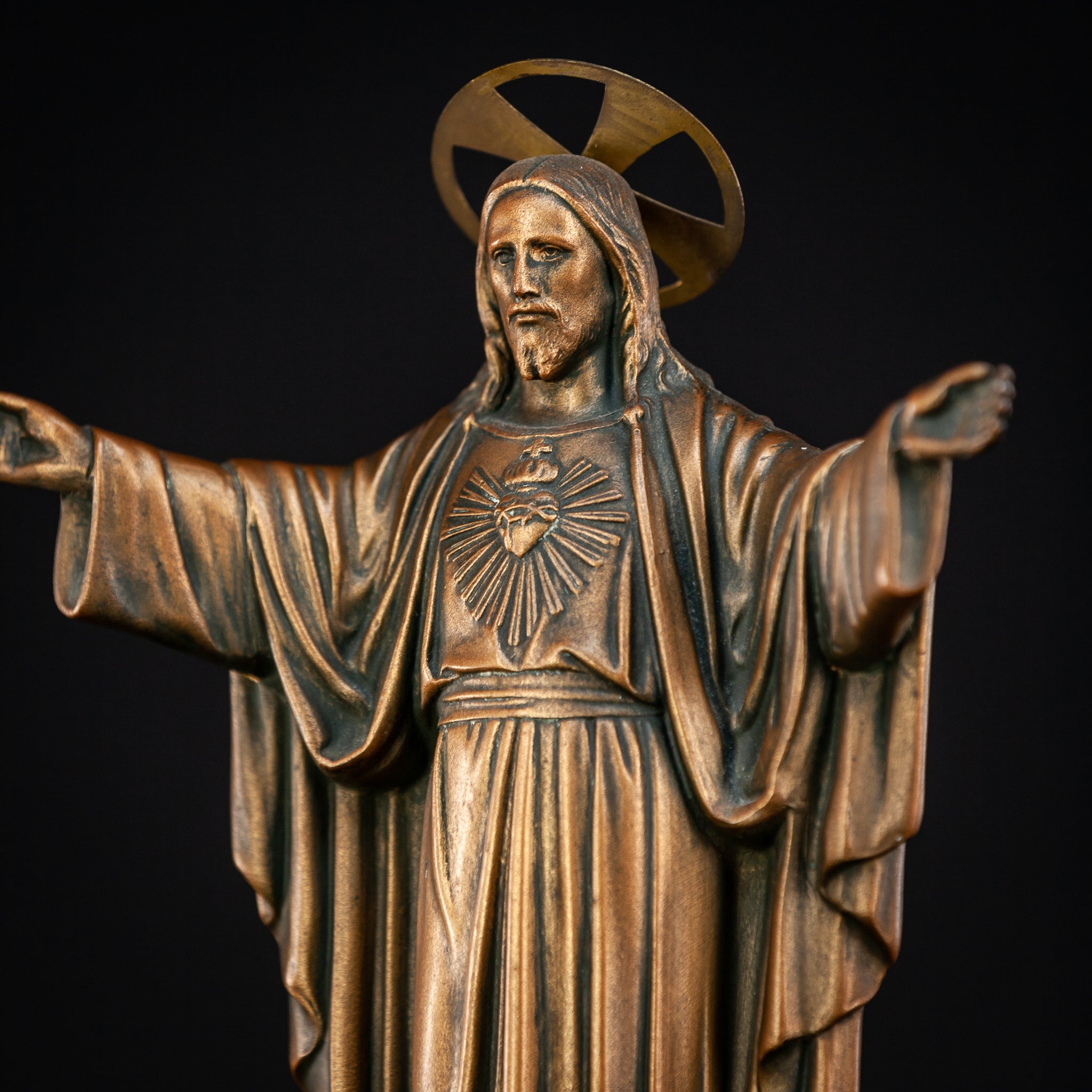 Jesus Statue | Antique Spelter & Marble | 15.7"