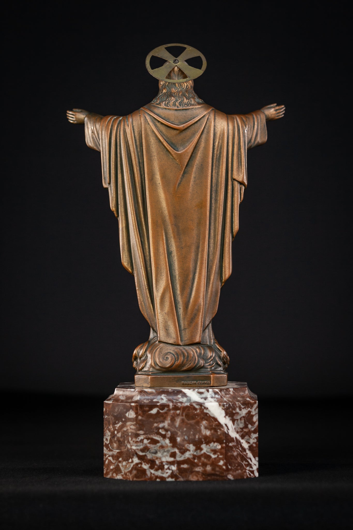 Jesus Statue | Antique Spelter & Marble | 15.7"