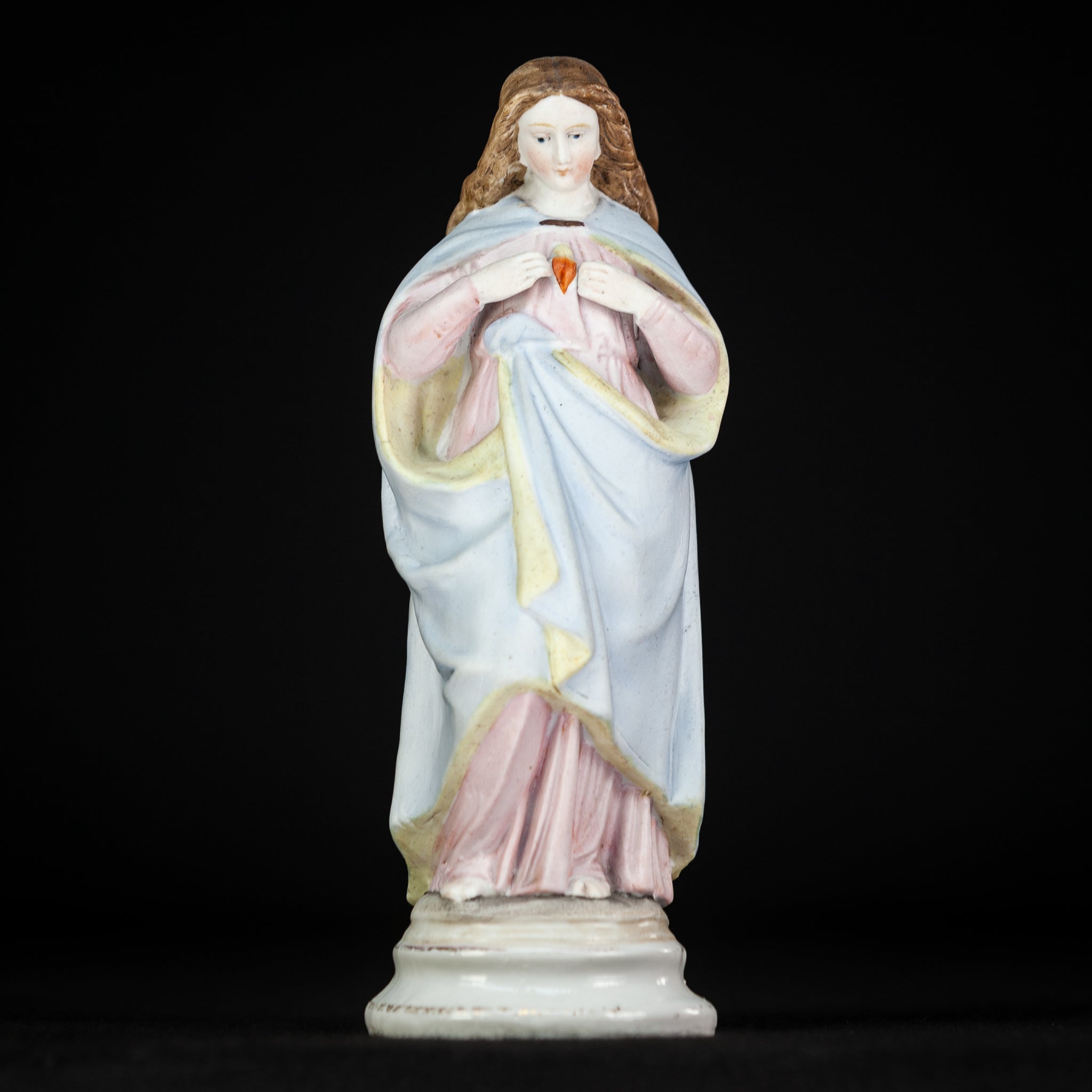 Virgin Mary Statue | Antique Porcelain Madonna | 9"