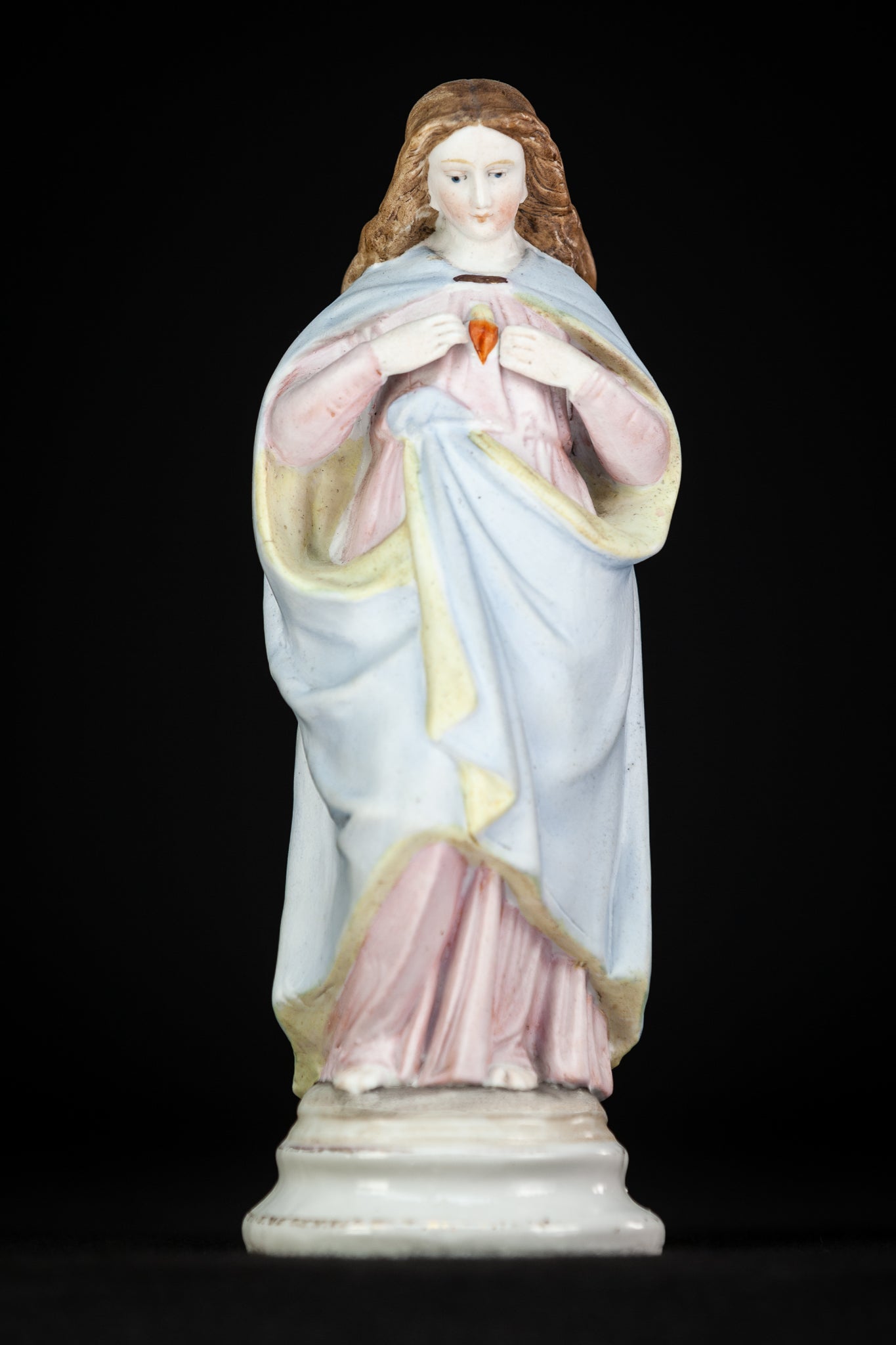 Virgin Mary Statue | Antique Porcelain Madonna | 9"