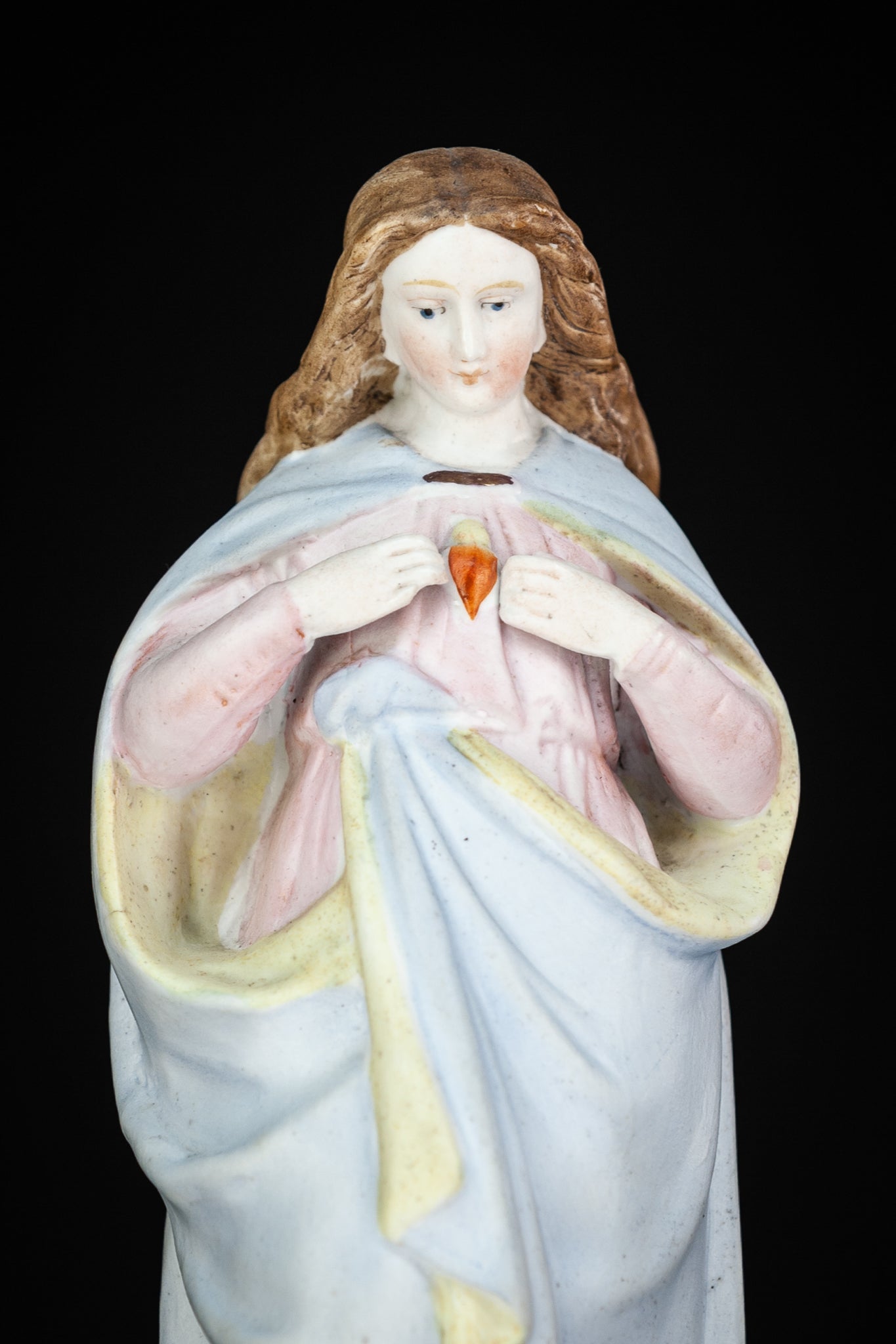 Virgin Mary Statue | Antique Porcelain Madonna | 9"
